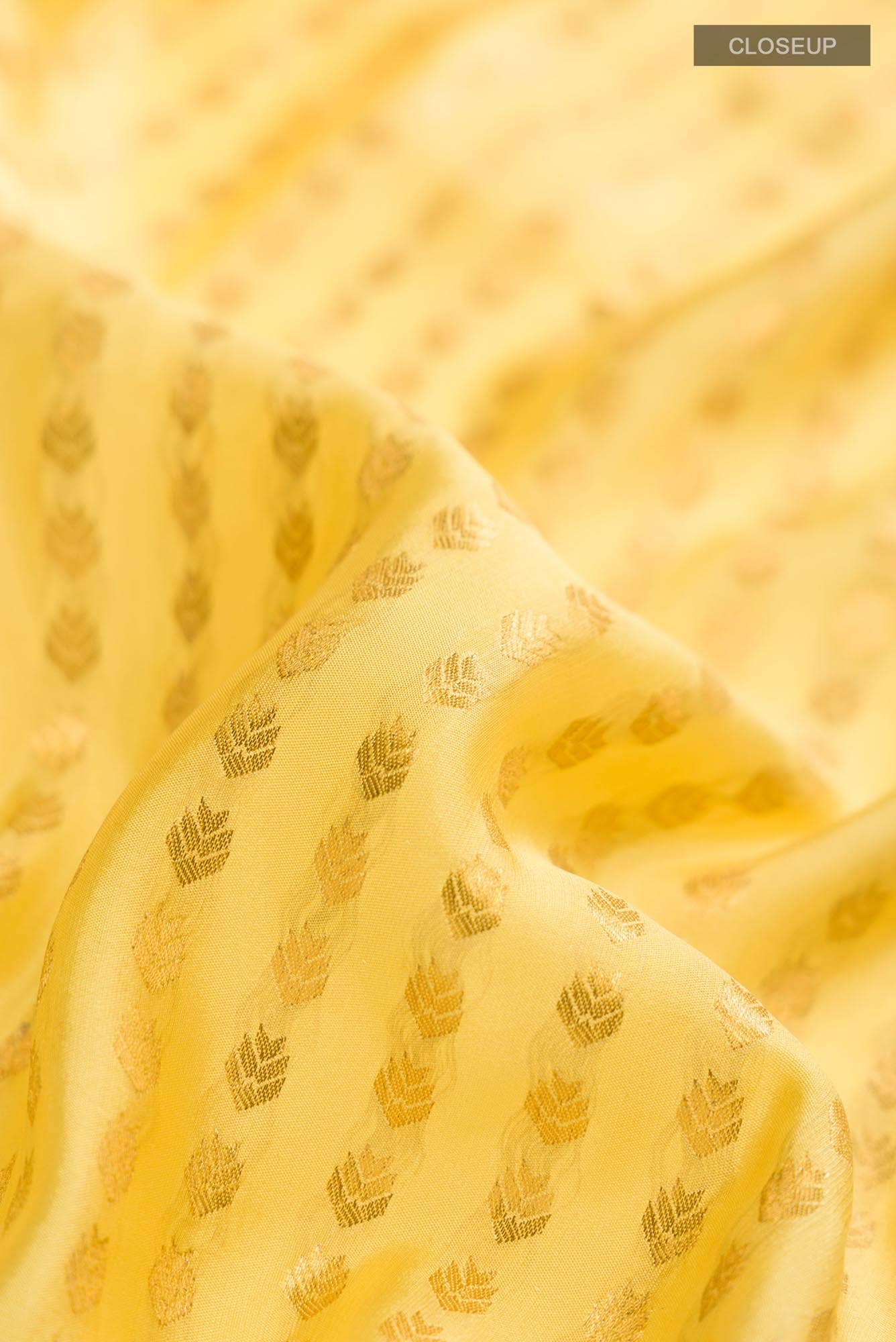 Yellow Mysore Crepe Saree