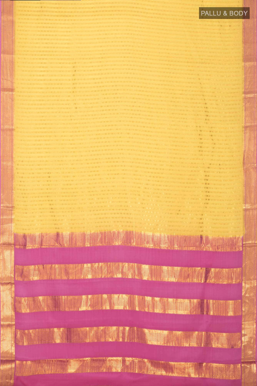 Yellow Mysore Crepe Saree