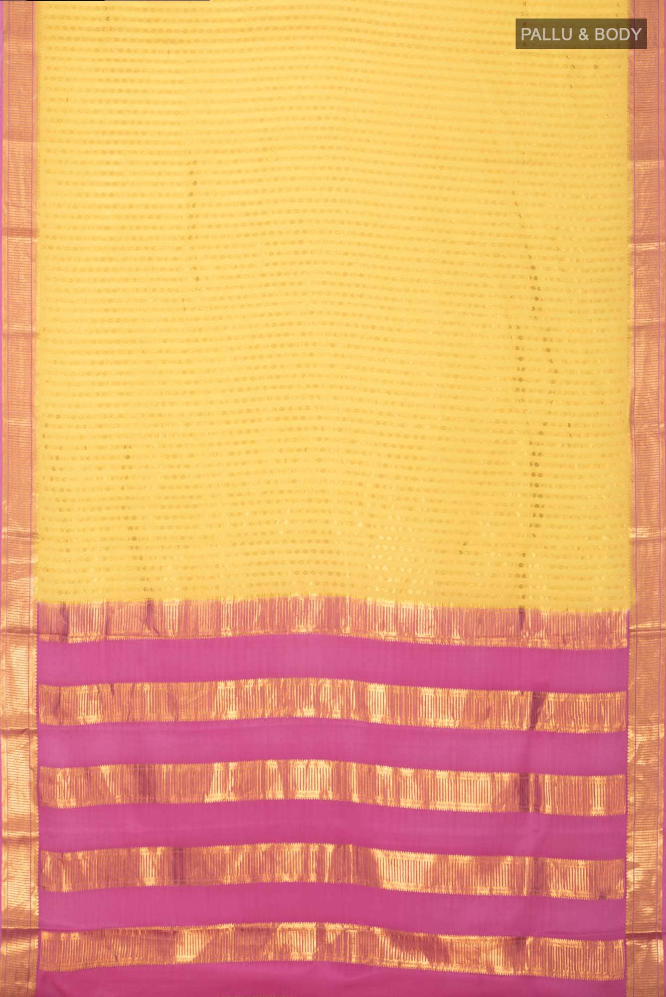 Yellow Mysore Crepe Saree
