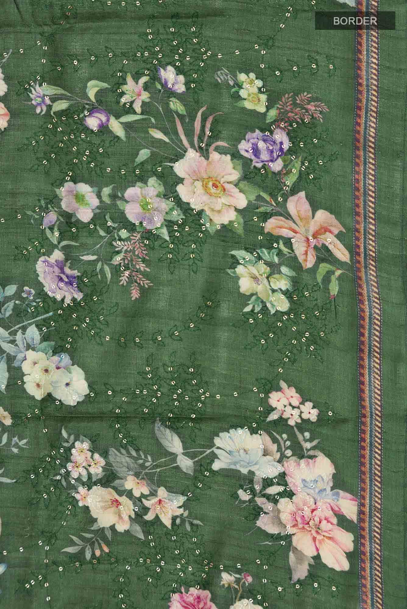 Green Tussar Silk Saree