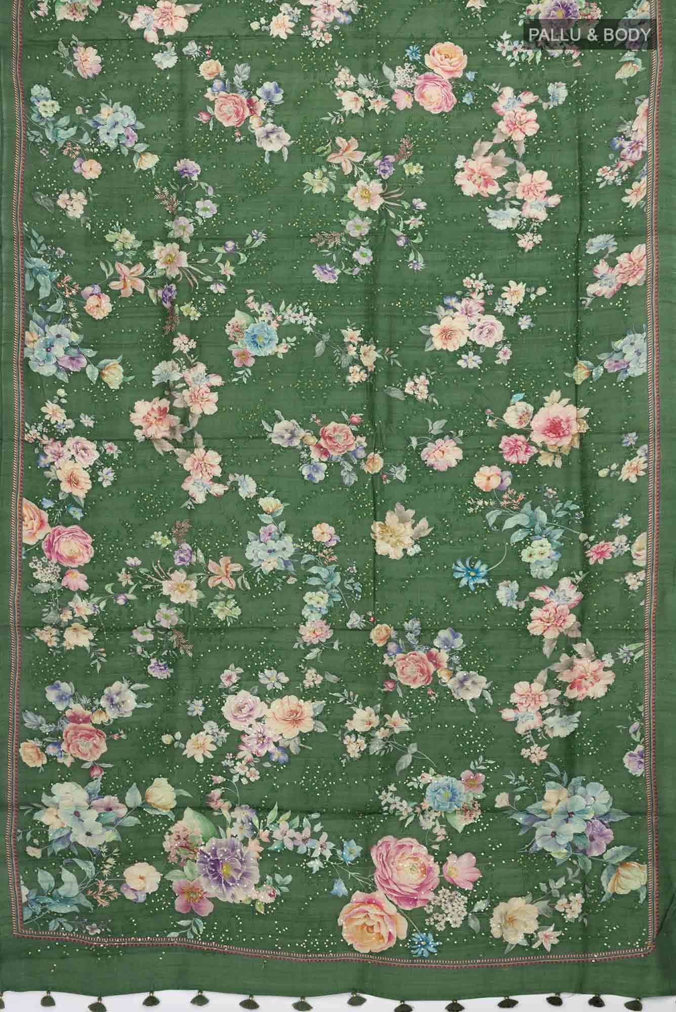 Green Tussar Silk Saree