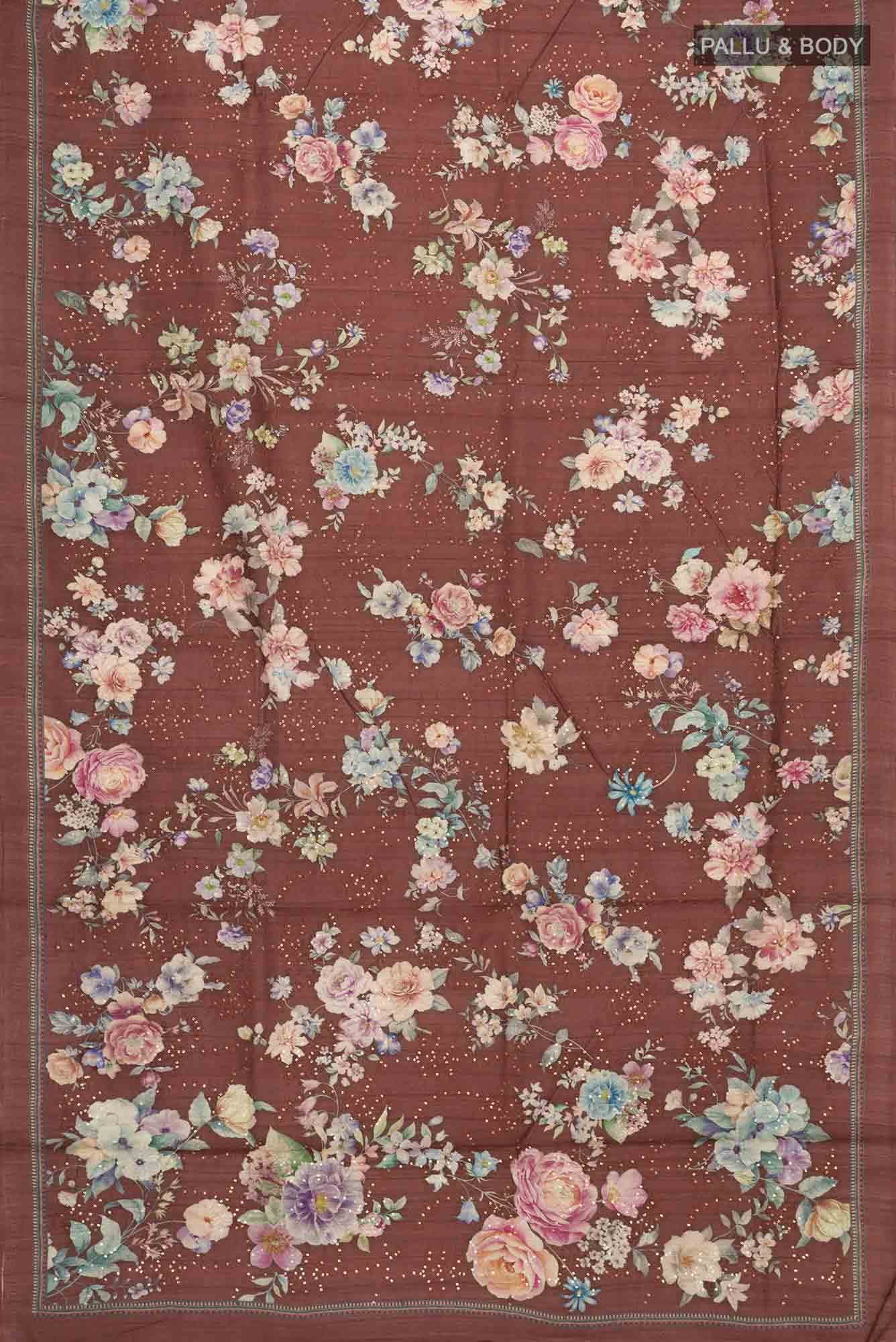 Brown Tussar Silk Saree