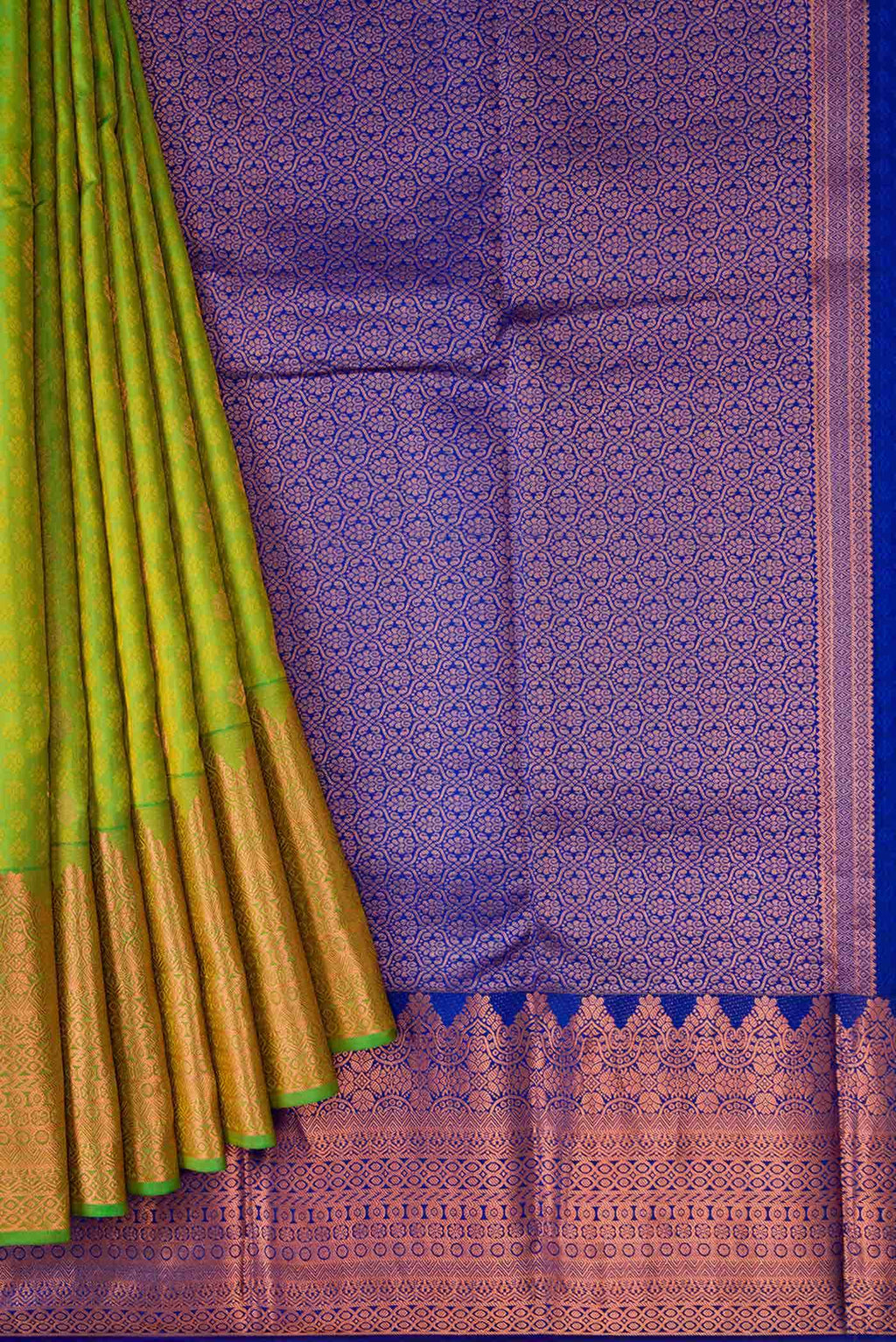 Parrot Green Dual Tone Kanchipuram Silk Saree