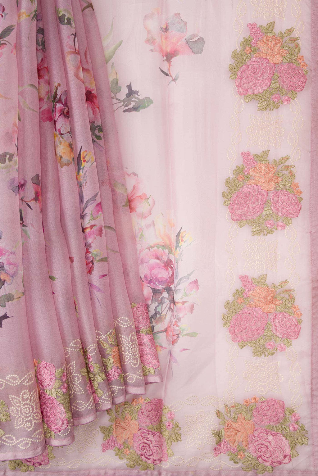 Lilac Organza Silk Saree