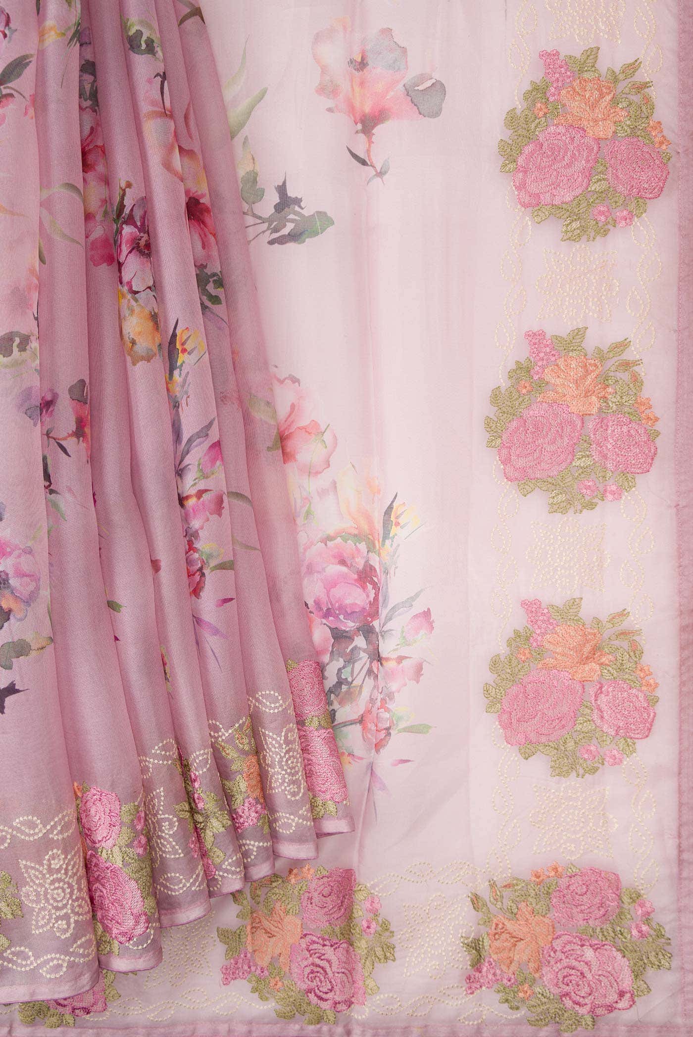 Lilac Organza Silk Saree