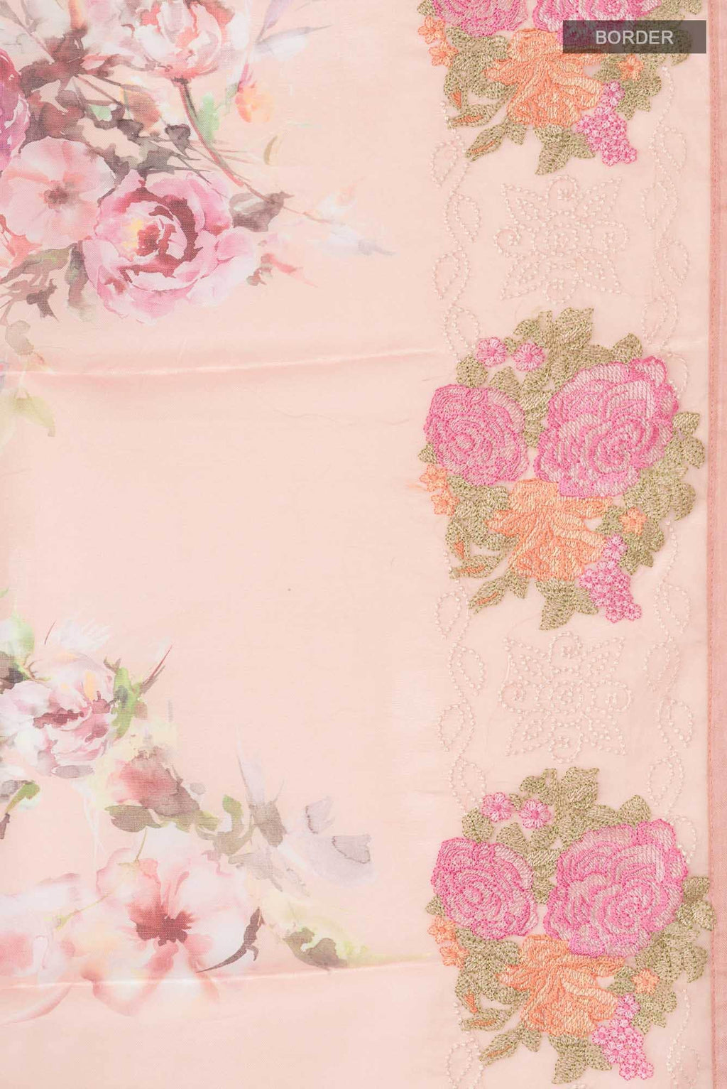 Peach Organza Silk Saree