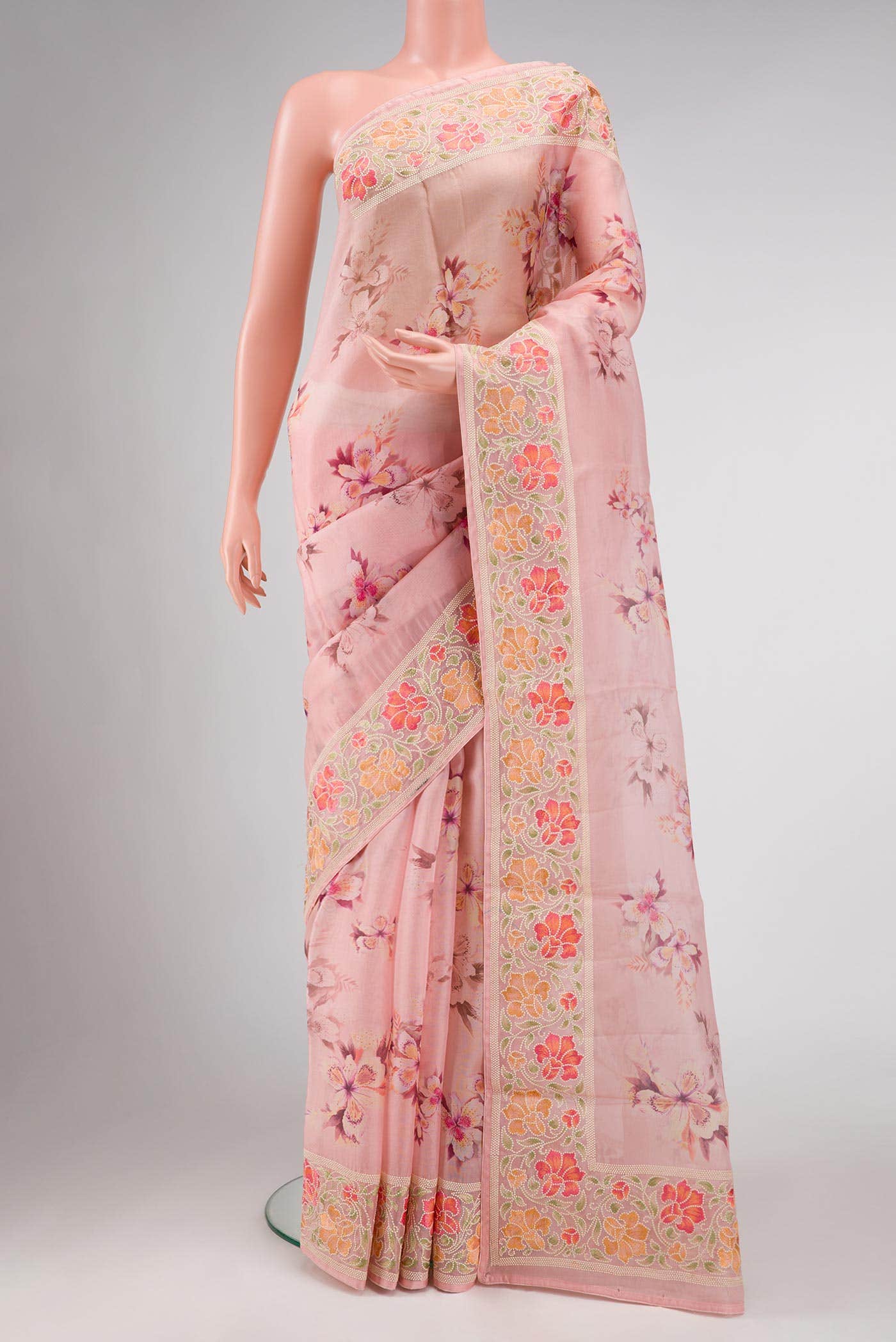 Pink Organza Silk Saree