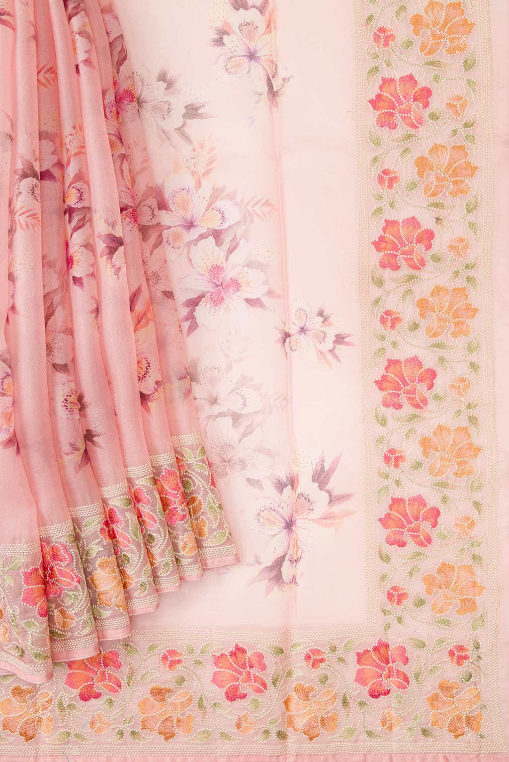 Pink Organza Silk Saree