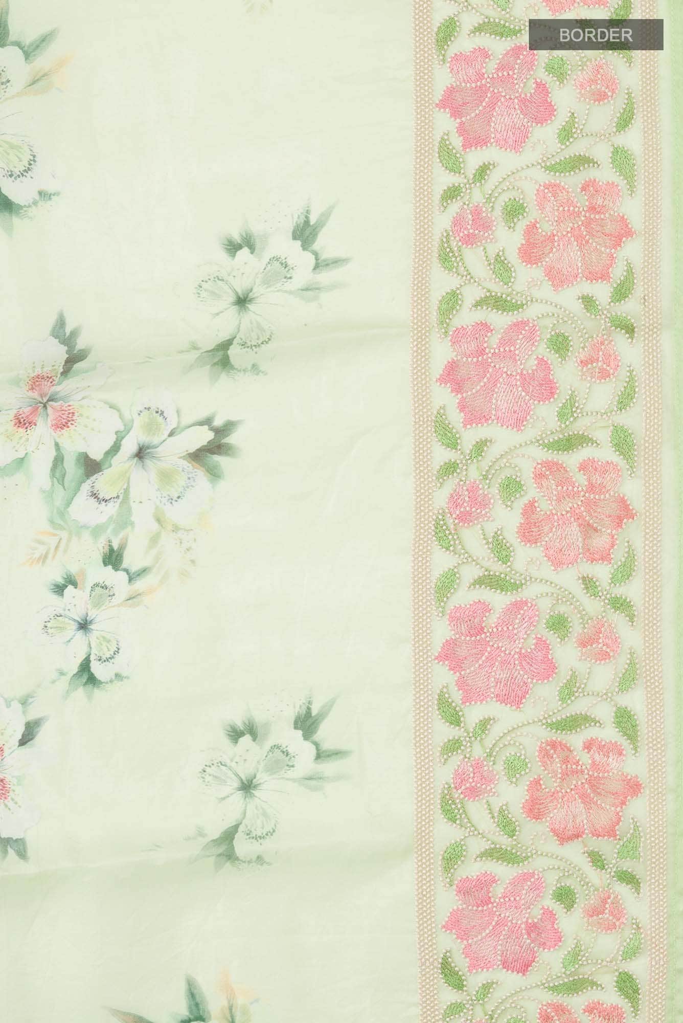 Pista Green Organza Silk Saree