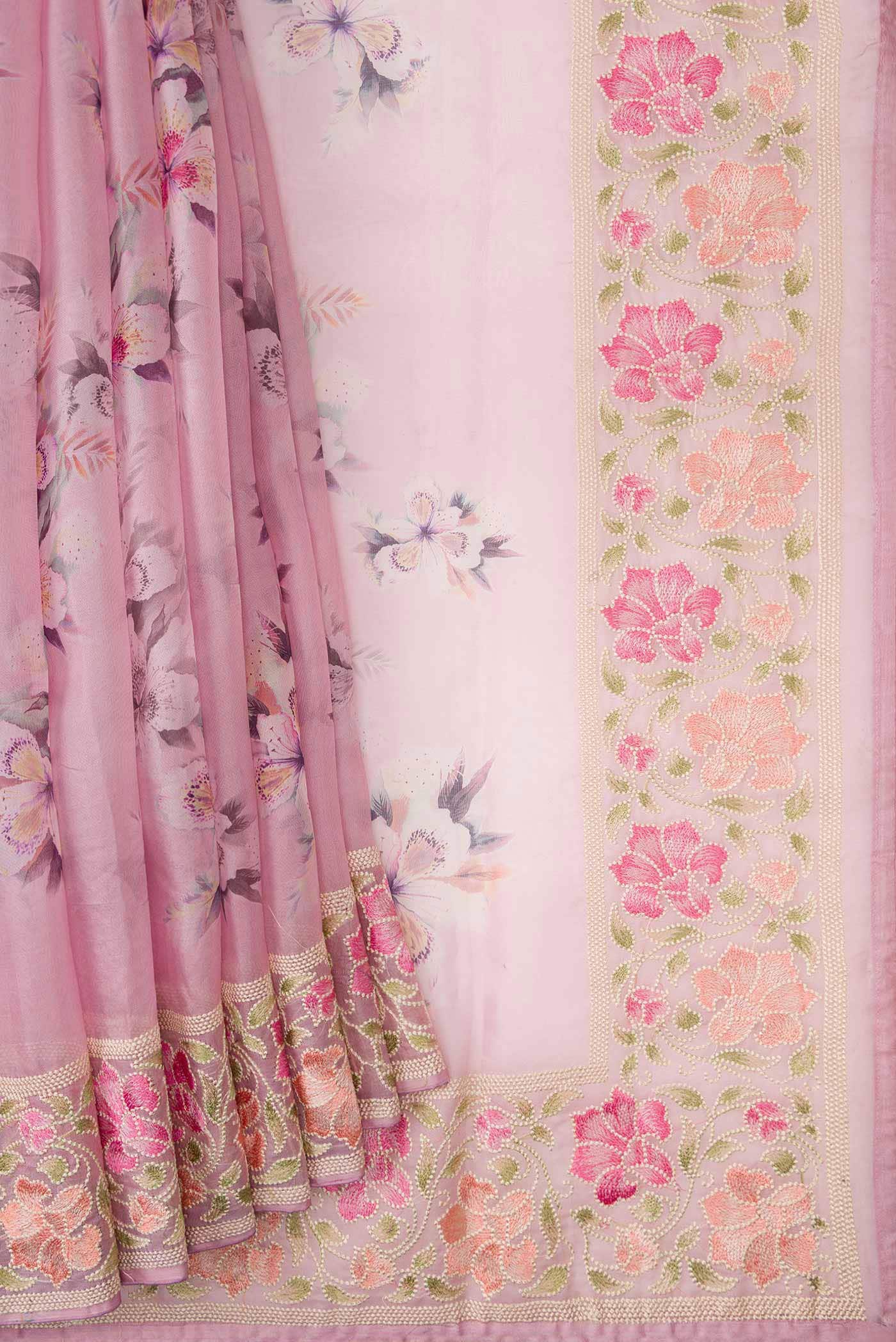 Pink Organza Silk Saree