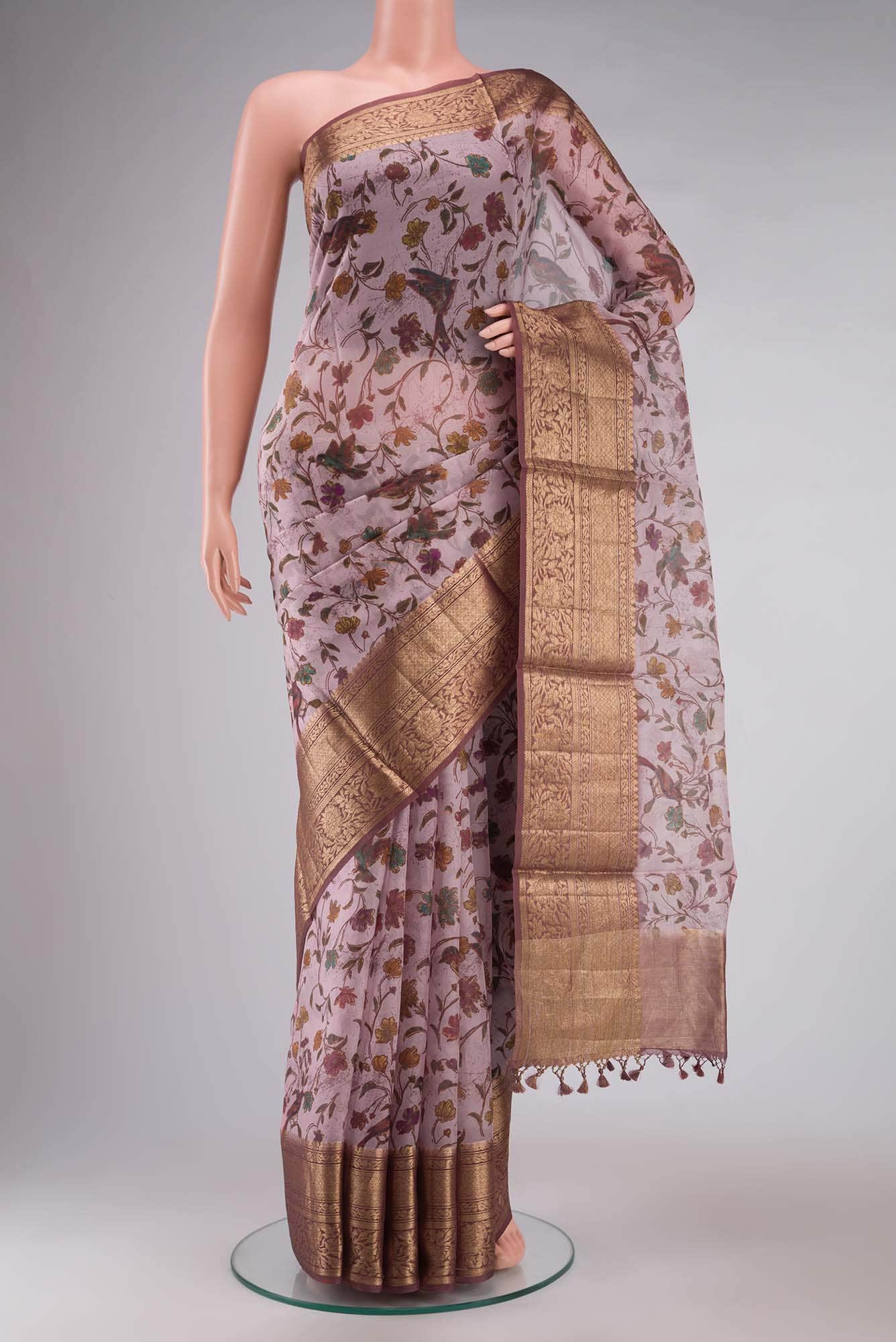 Pink Organza Silk Saree