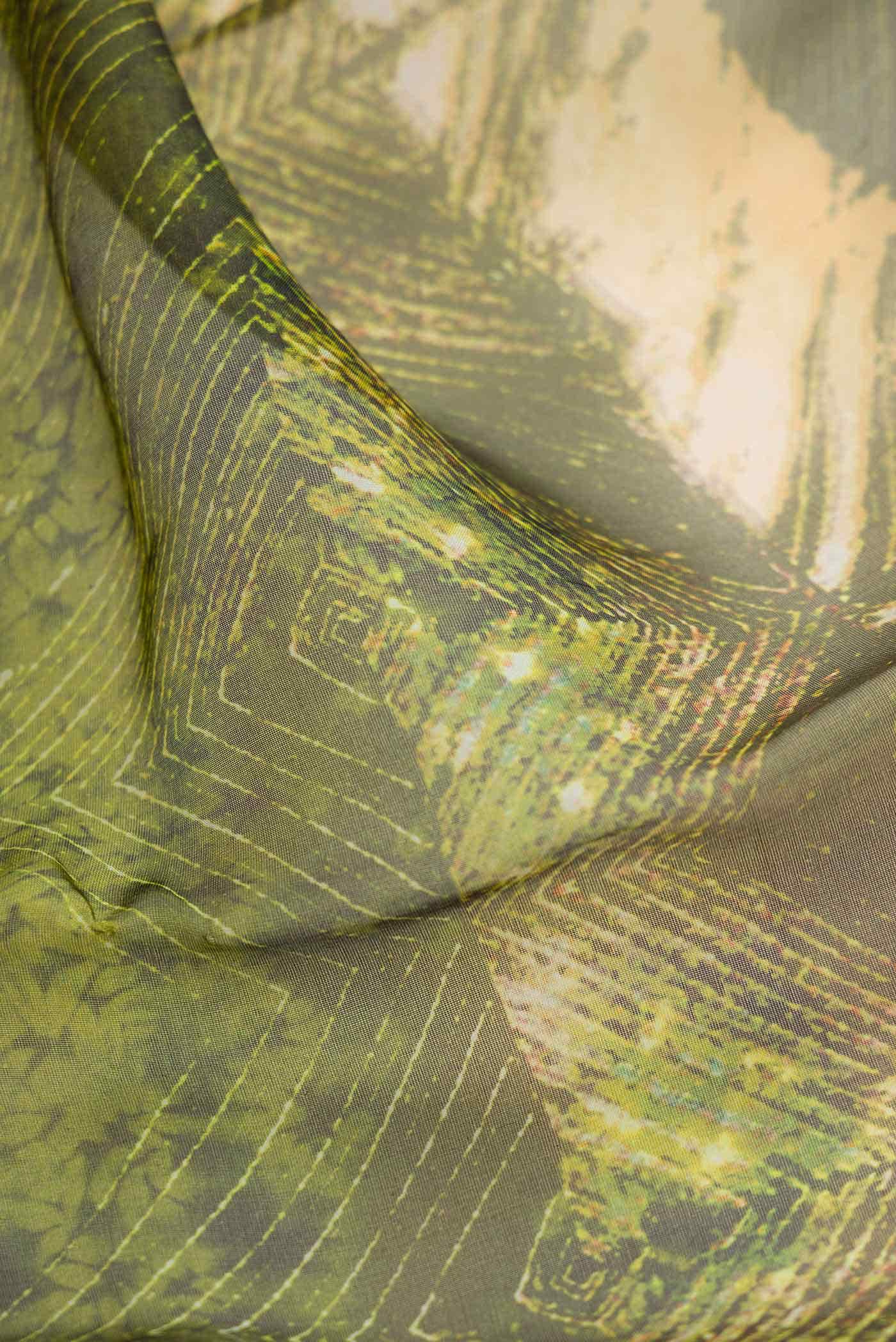 Mehandi Green Organza Silk Saree
