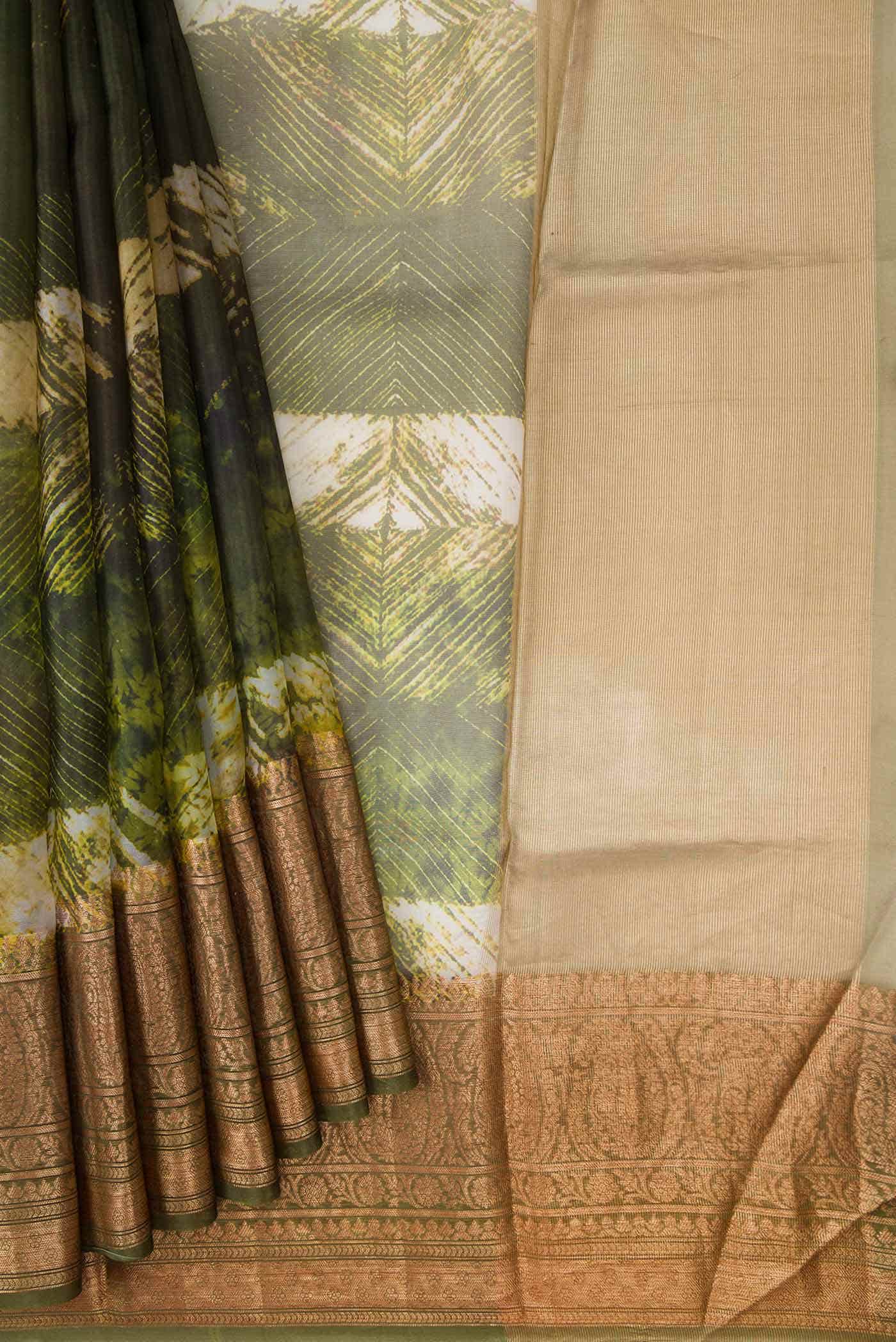 Mehandi Green Organza Silk Saree