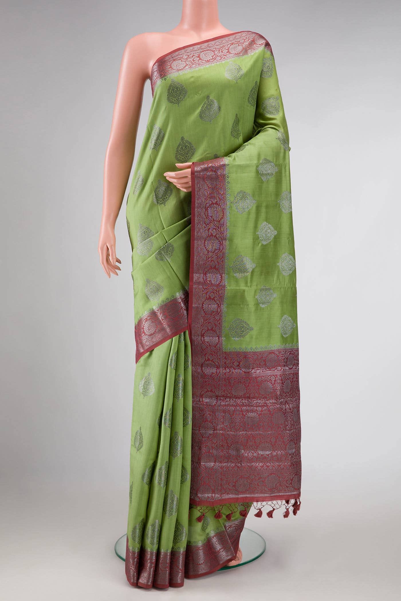 Green Blended Tussar Silk Saree