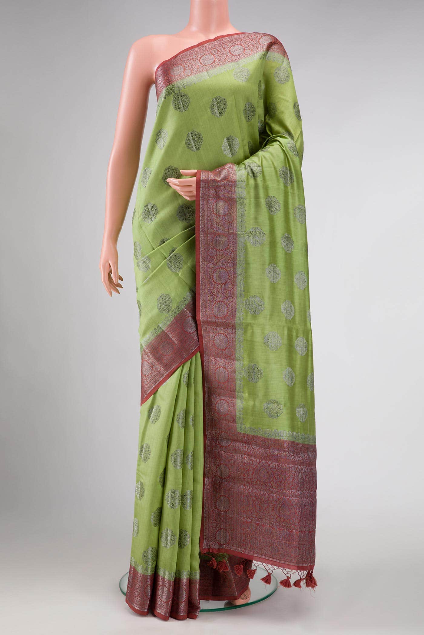 Pista Green Dual Tone Tussar Silk Saree