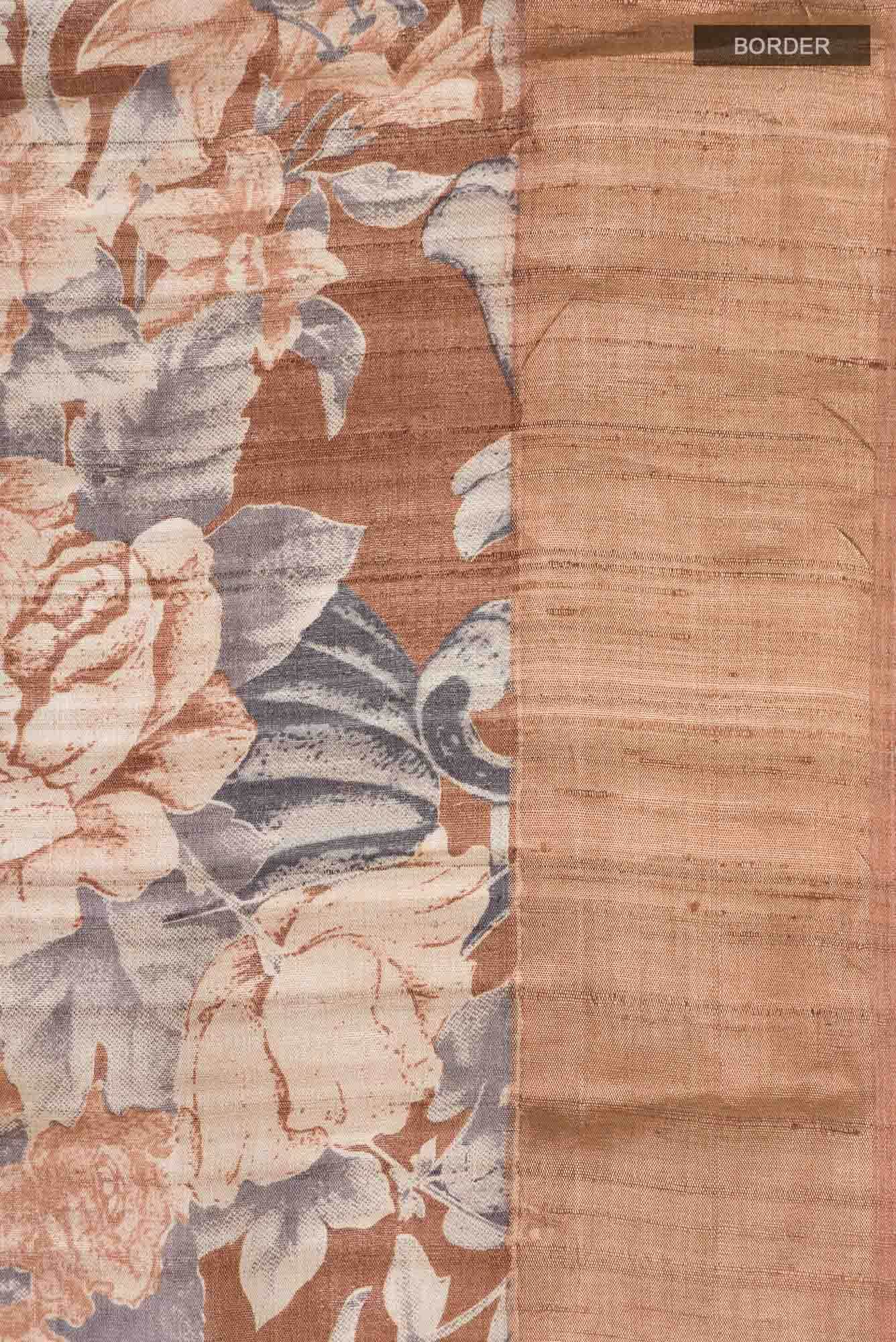 Brown Bhagalpuri Tussar Silk Saree