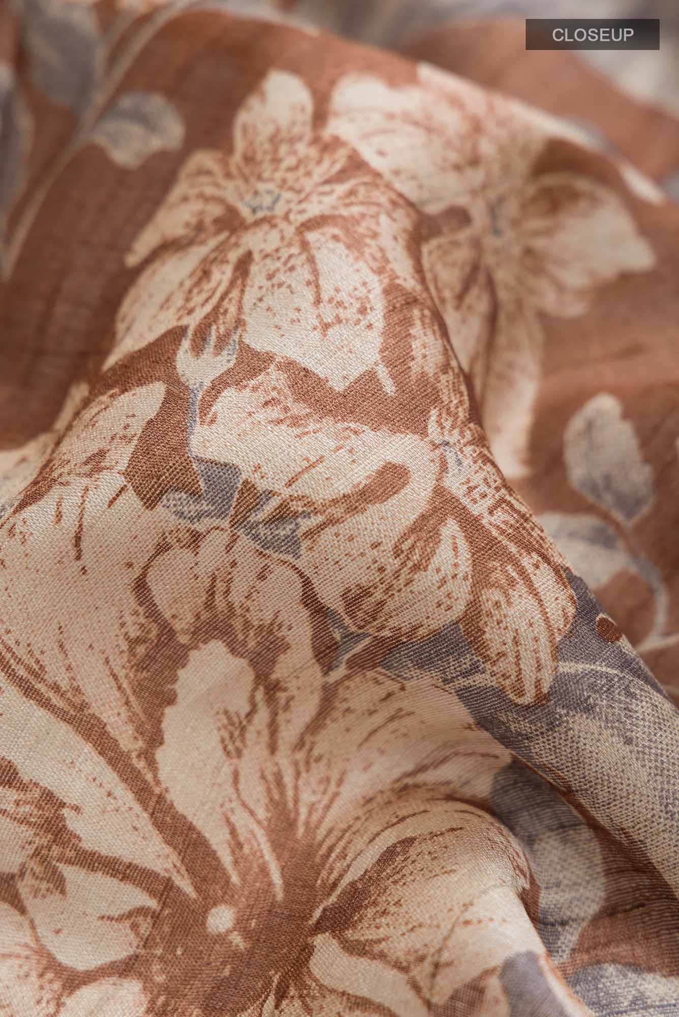 Brown Bhagalpuri Tussar Silk Saree
