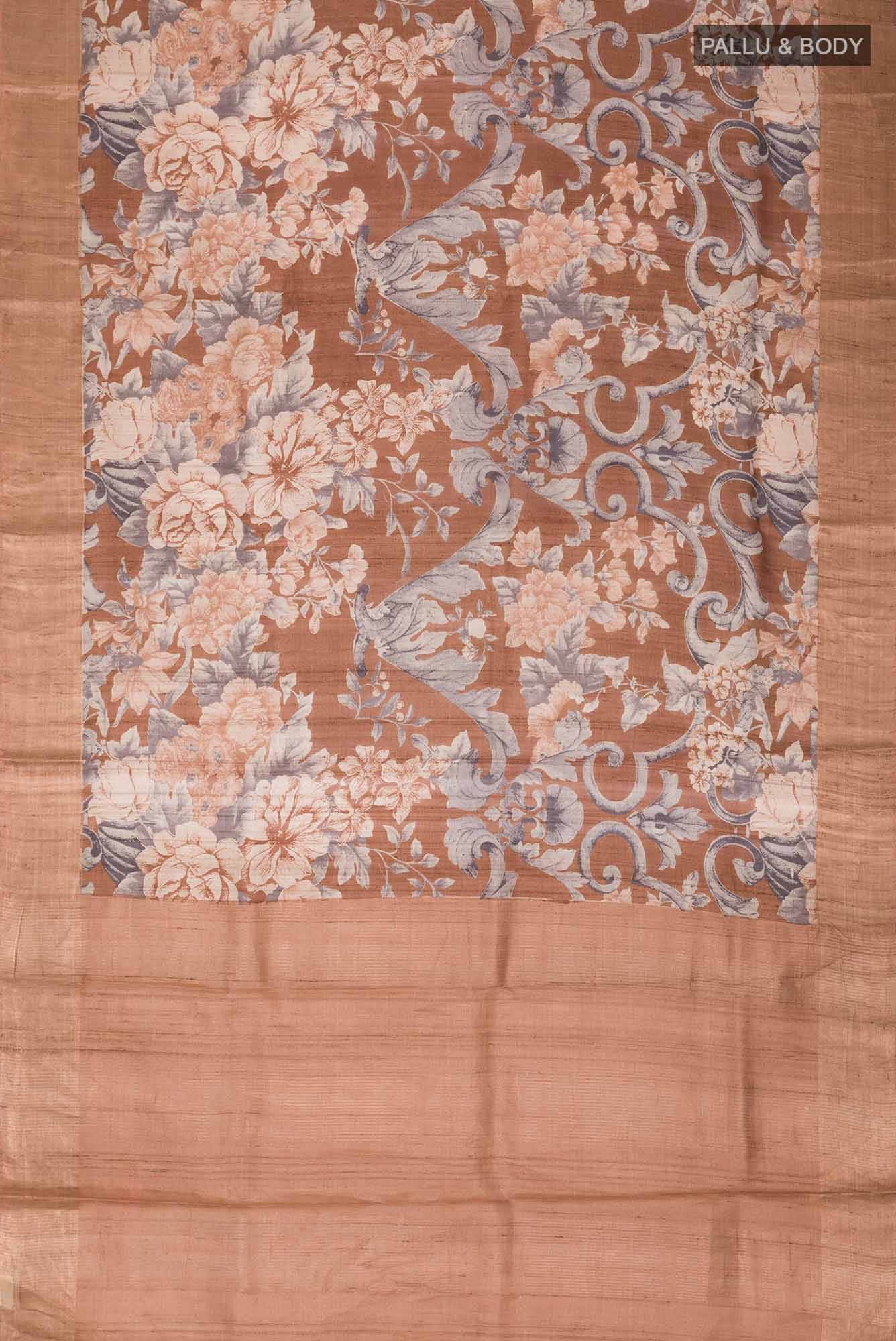 Brown Bhagalpuri Tussar Silk Saree