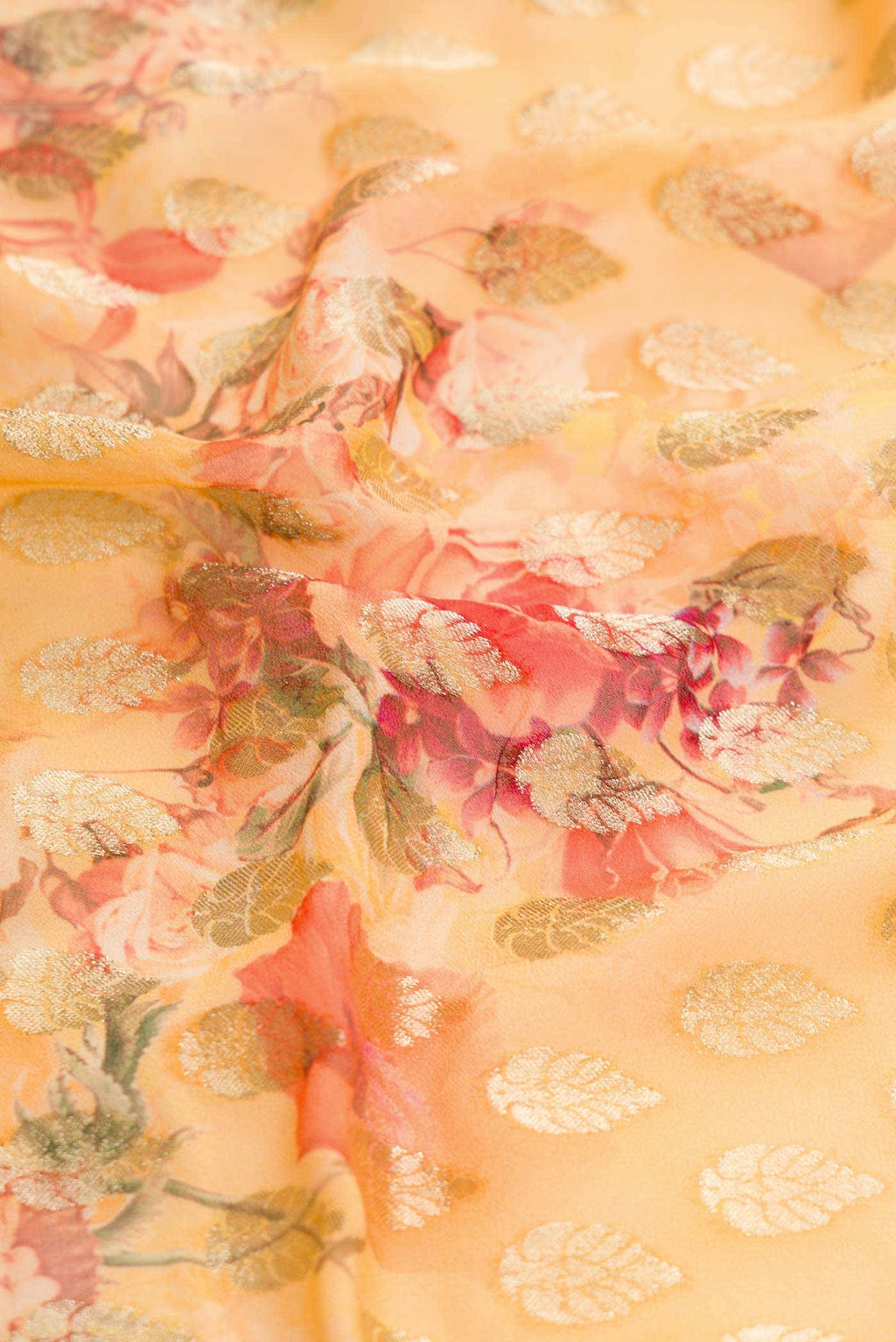 Golden Peach Mysore Georgette Saree