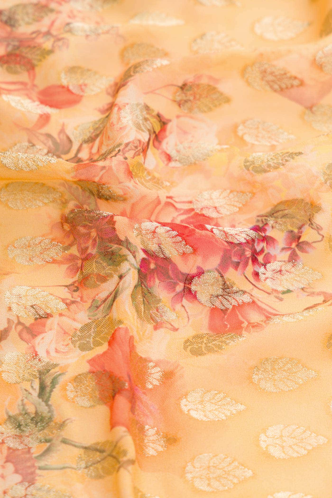 Golden Peach Mysore Georgette Saree