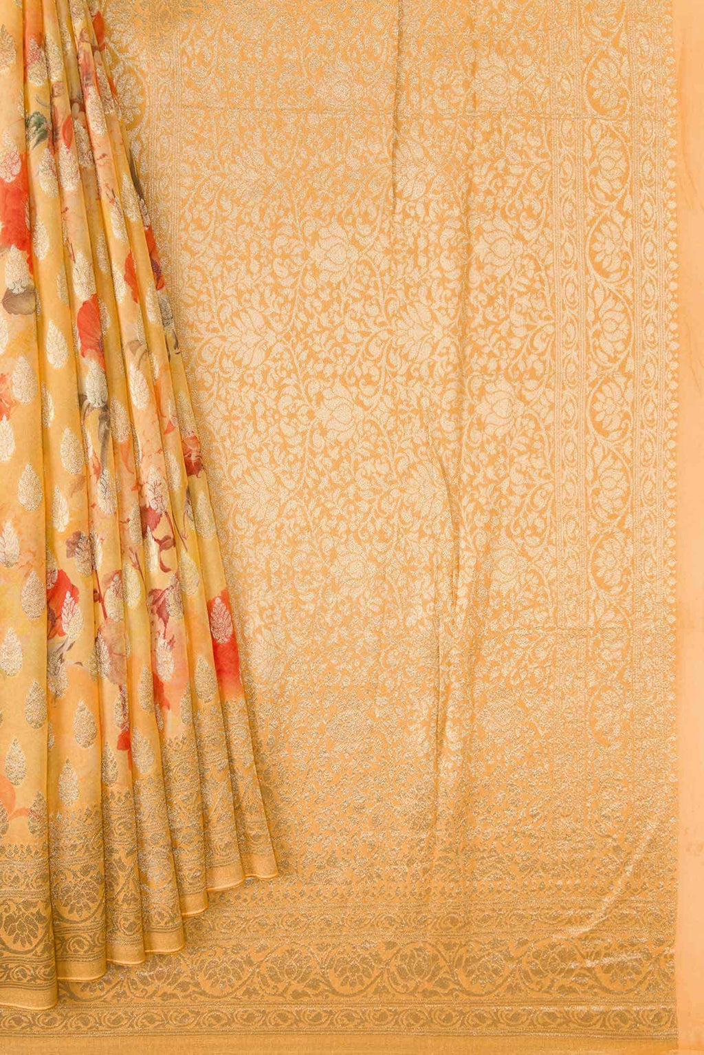 Golden Peach Mysore Georgette Saree
