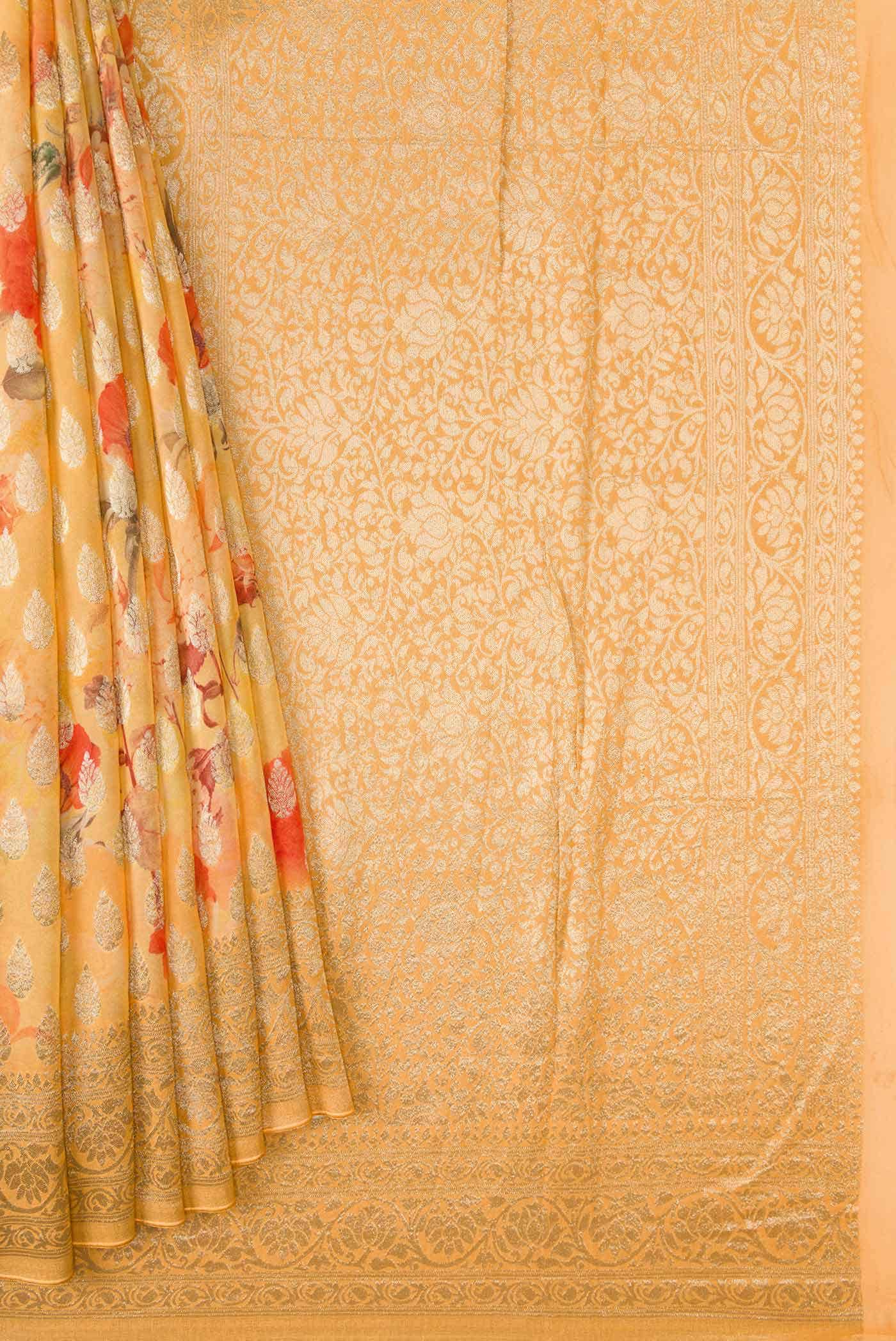 Golden Peach Mysore Georgette Saree