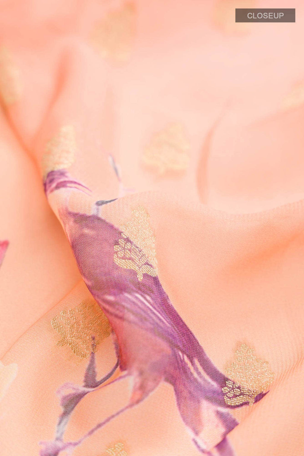 Peach Banarasi Georgette Saree