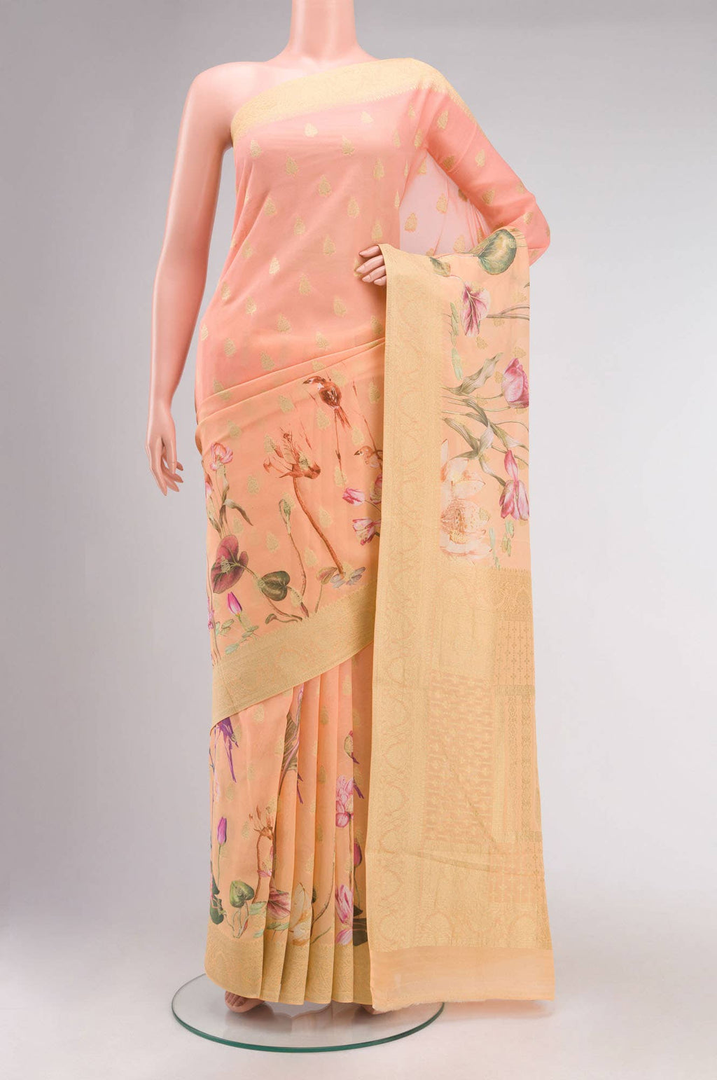 Peach Banarasi Georgette Saree