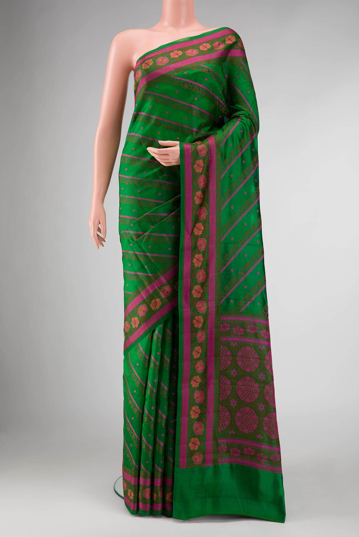 Green Dual Tone Tussar Silk Saree