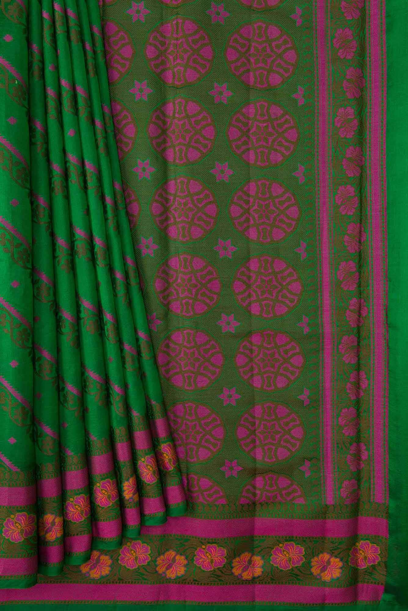 Green Dual Tone Tussar Silk Saree