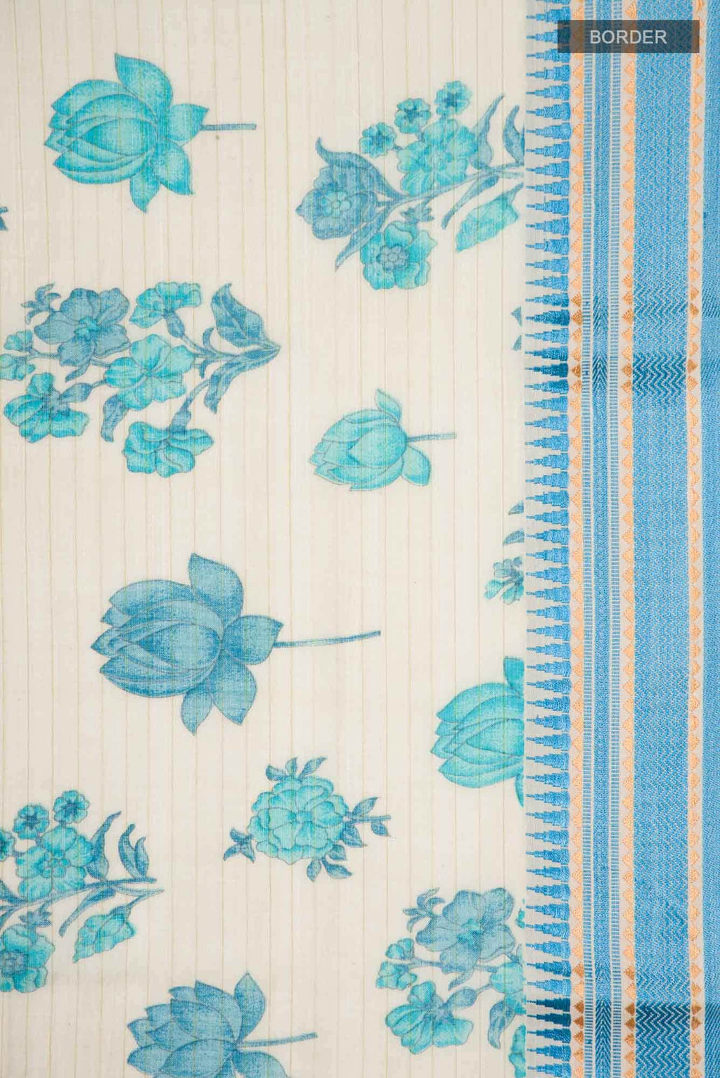 Cream Tussar Silk Saree