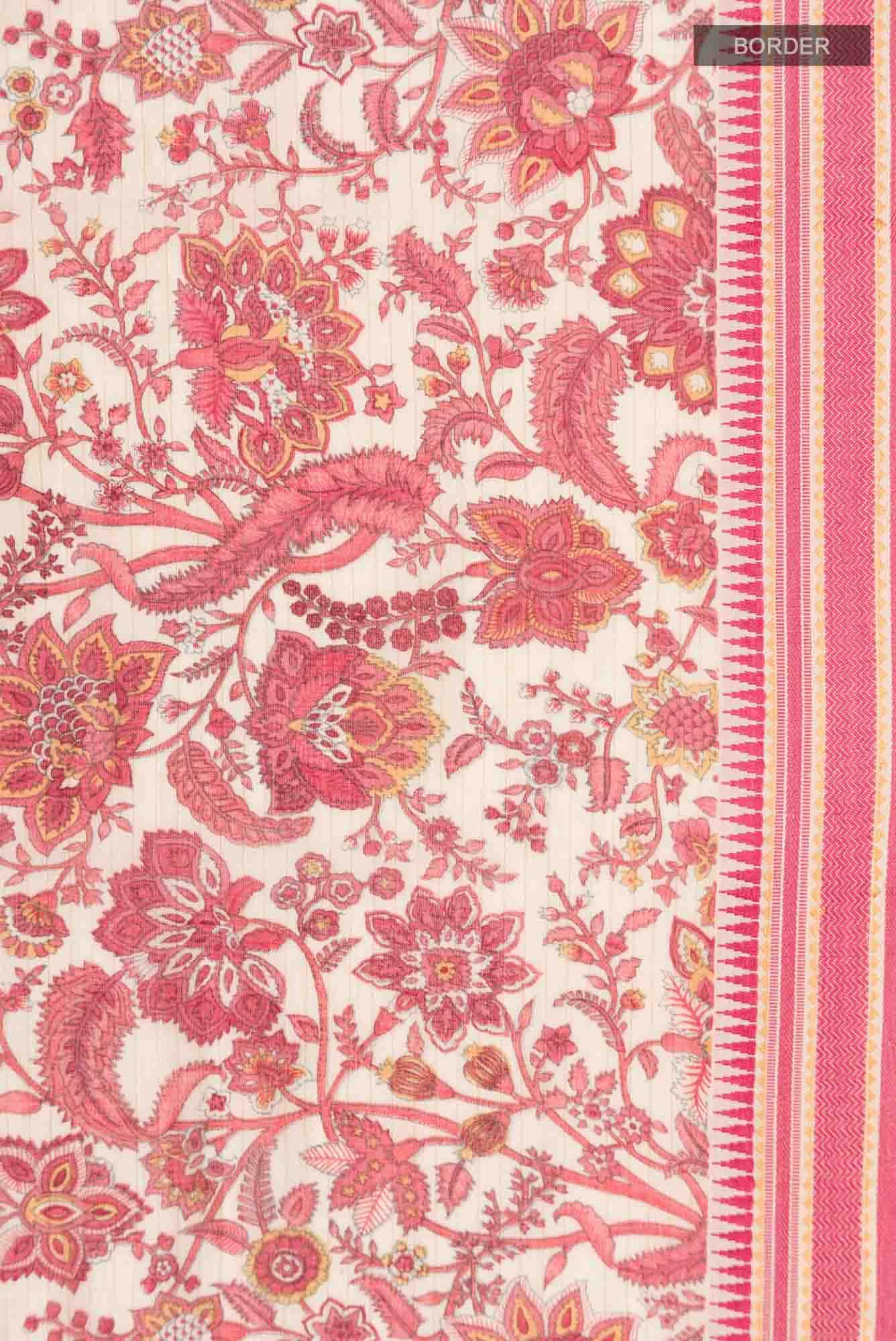 Cream Tussar Silk Saree