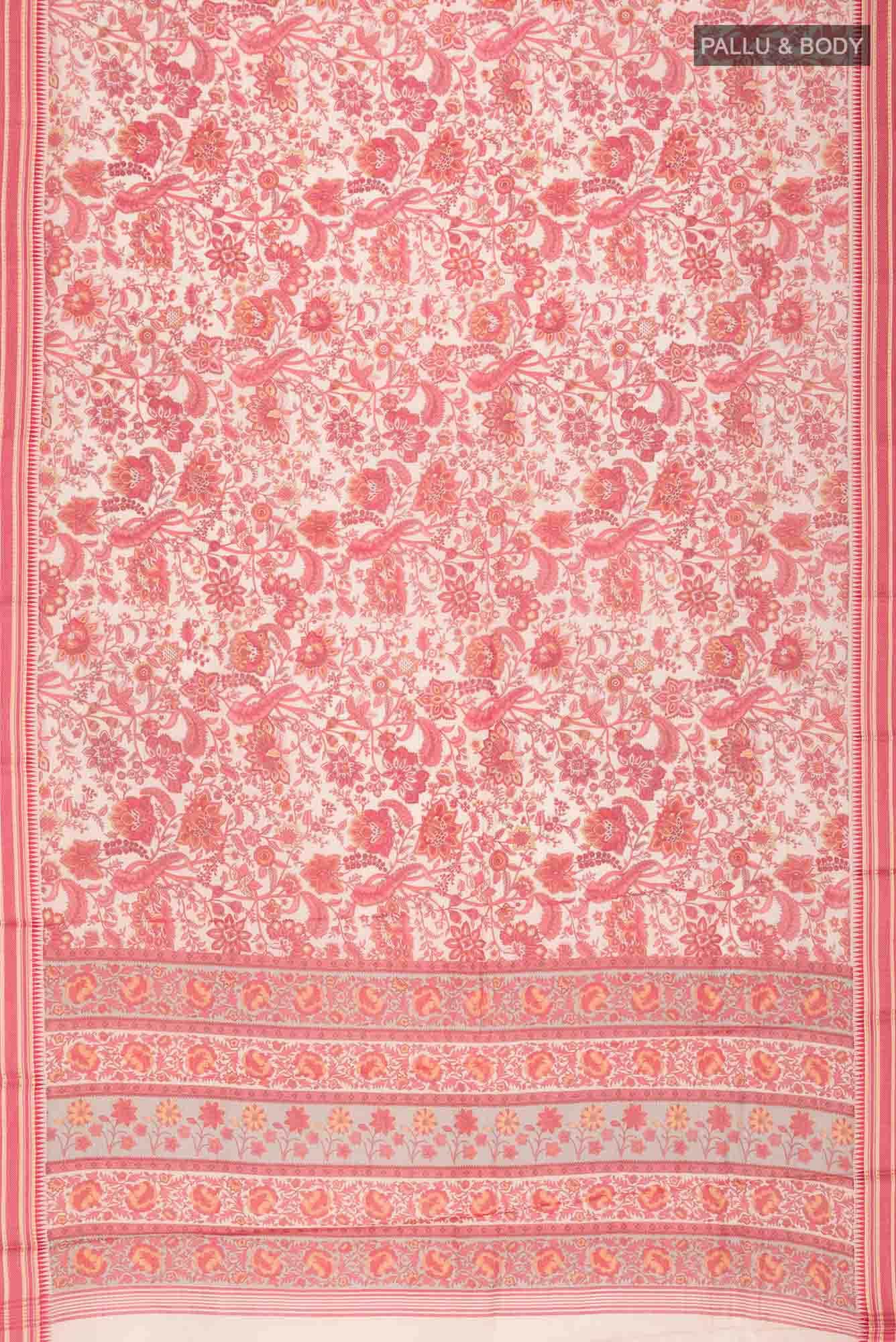 Cream Tussar Silk Saree
