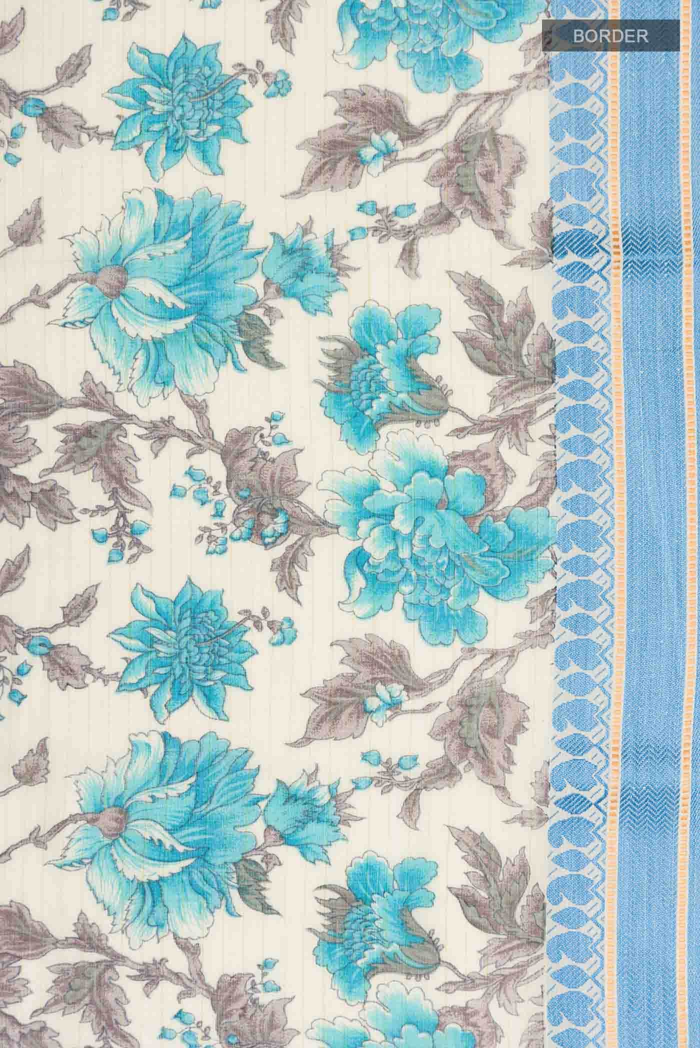 Cream Tussar Silk Saree