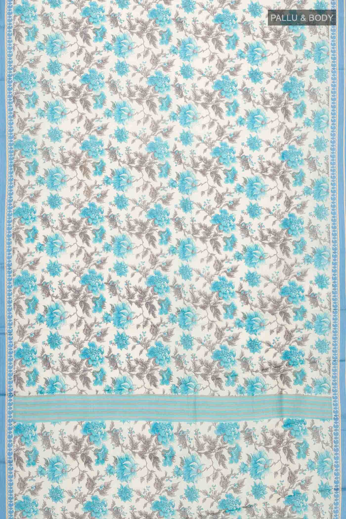 Cream Tussar Silk Saree