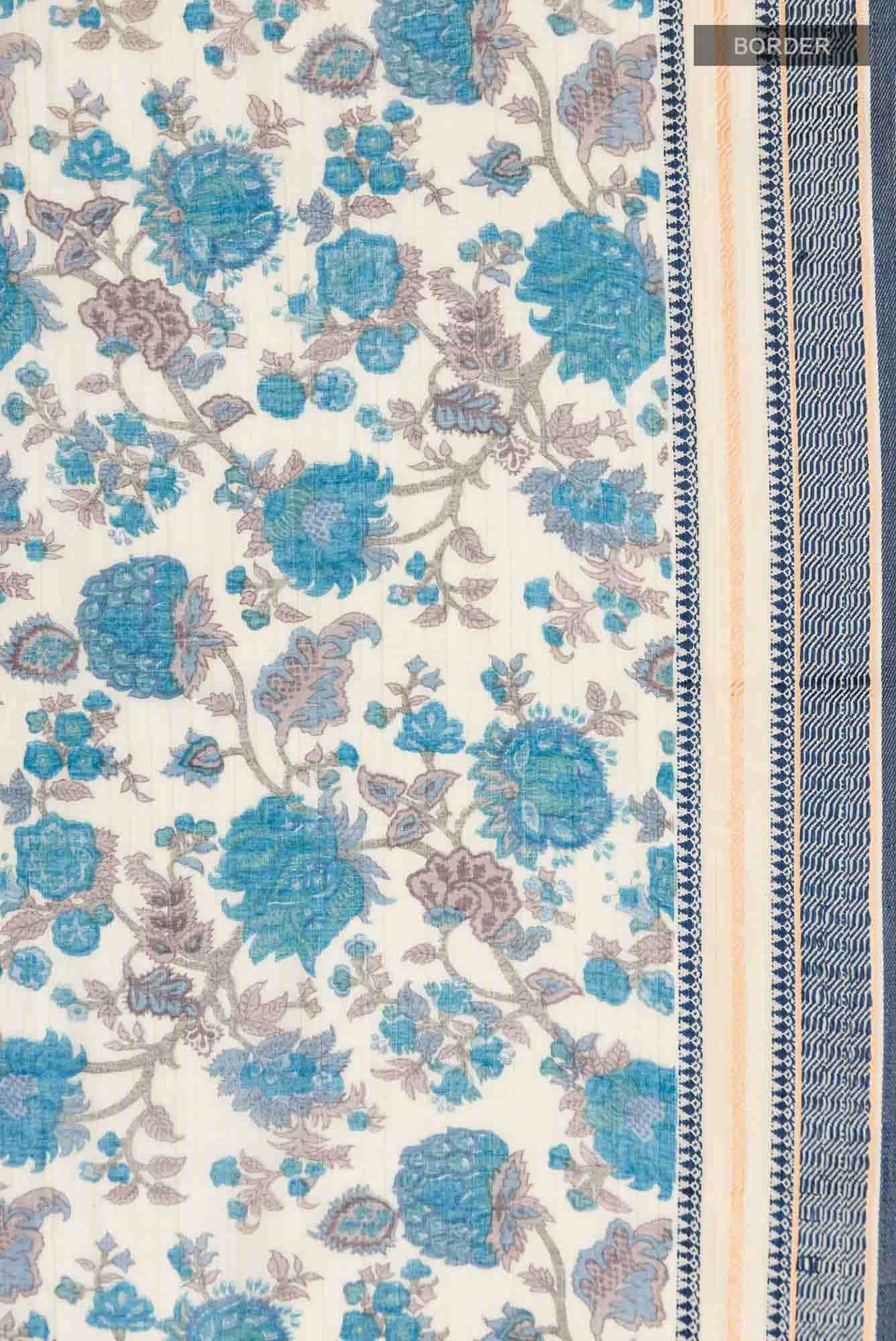 Cream Tussar Silk Saree