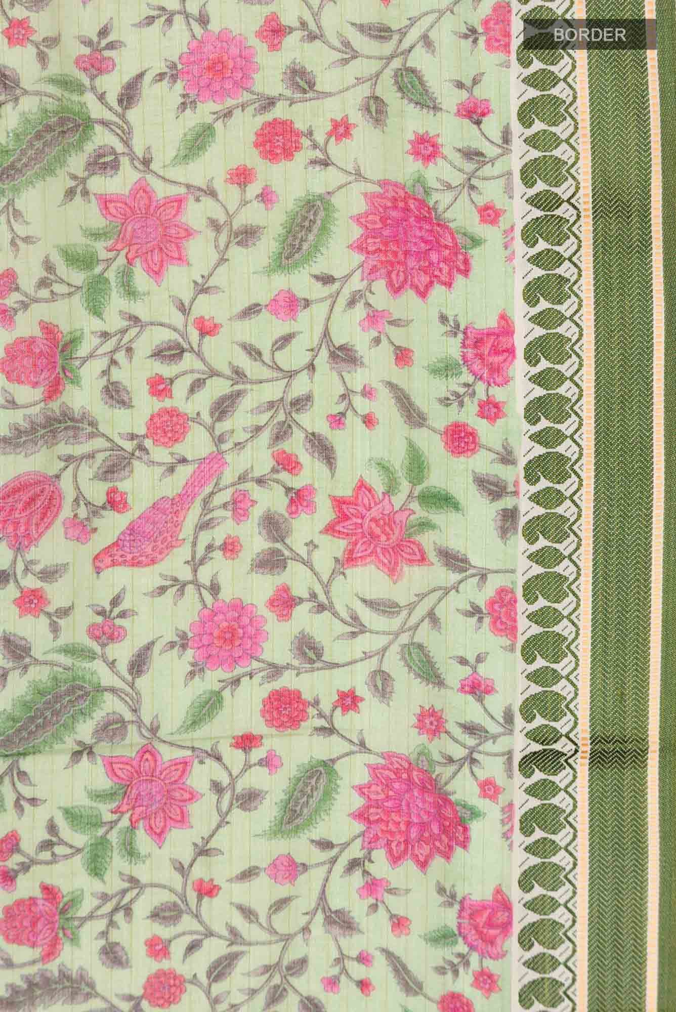 Green Tussar Silk Saree
