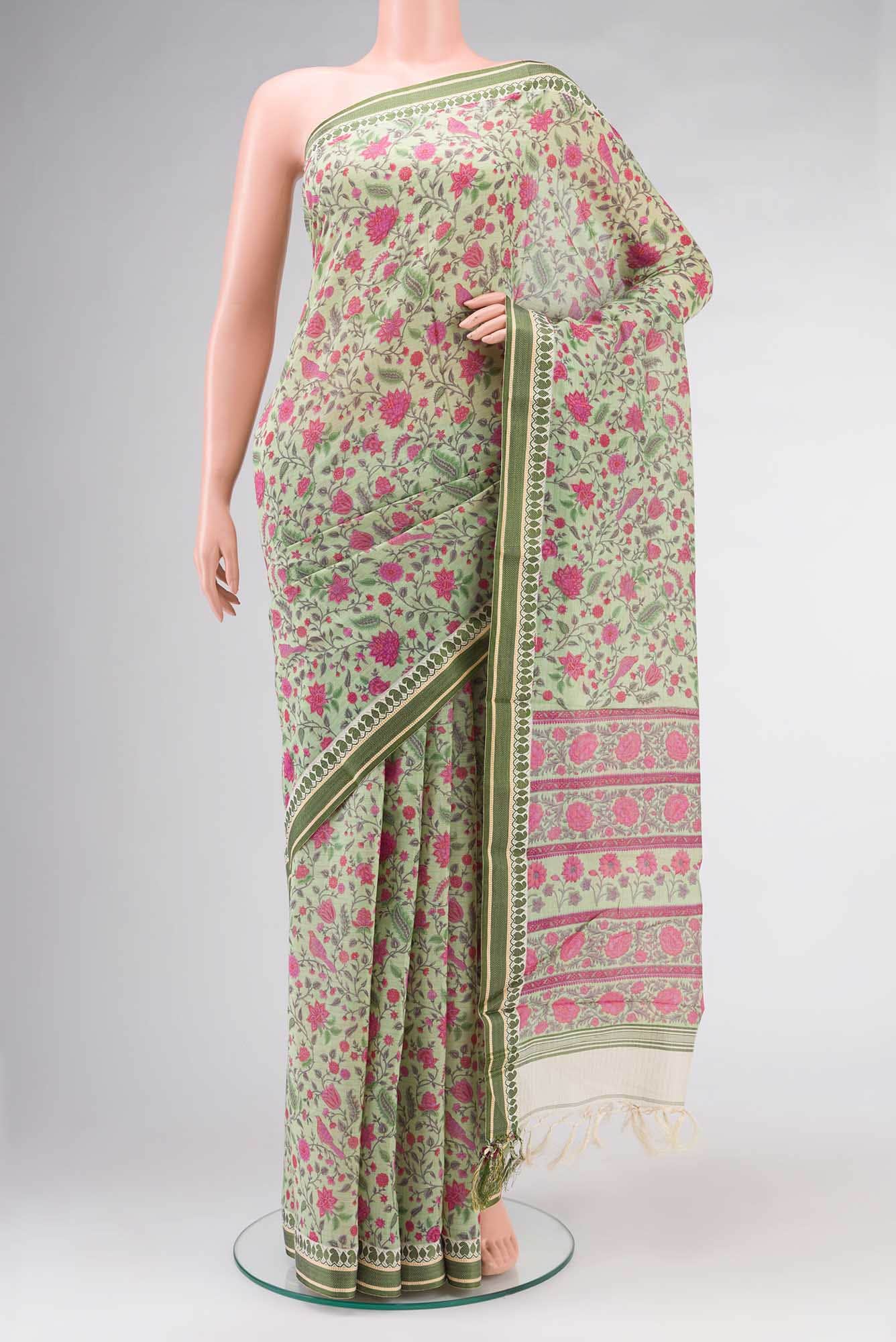 Green Tussar Silk Saree