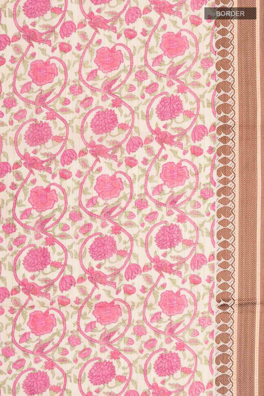 Beige Tussar Silk Saree