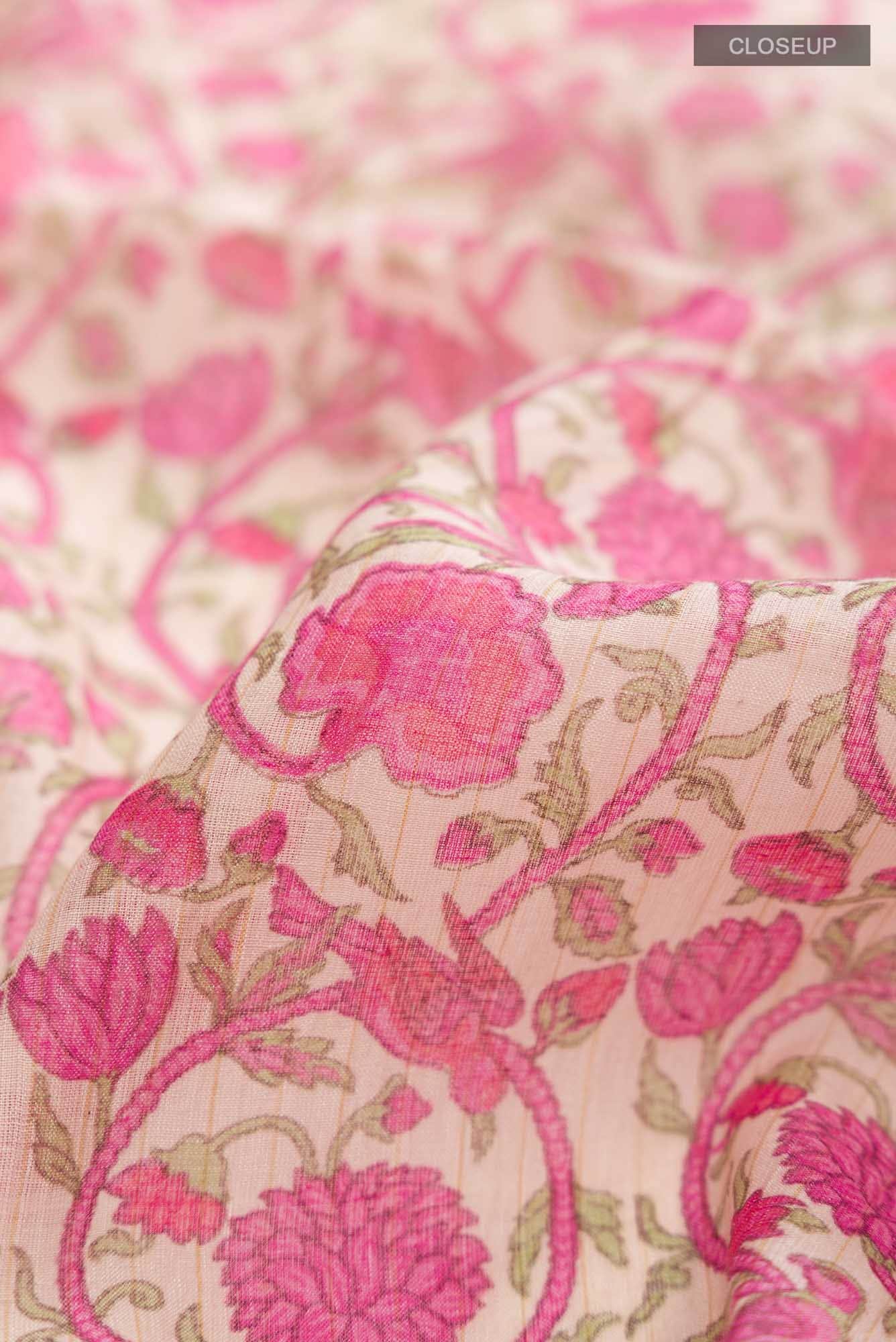 Beige Tussar Silk Saree
