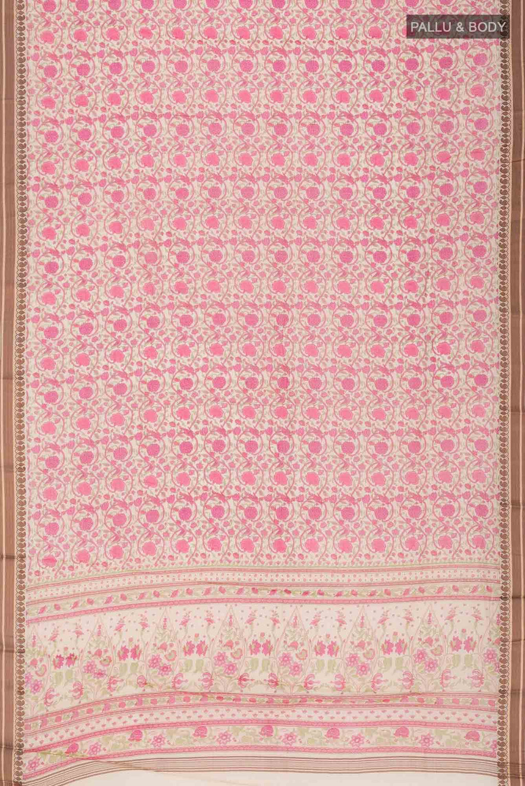 Beige Tussar Silk Saree