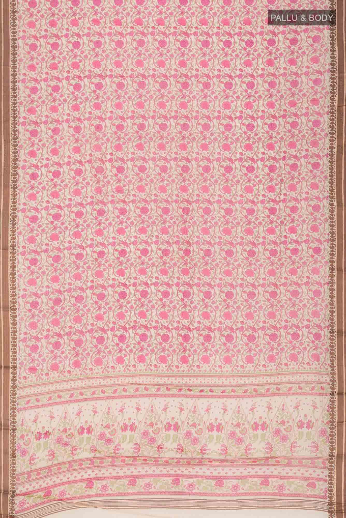 Beige Tussar Silk Saree