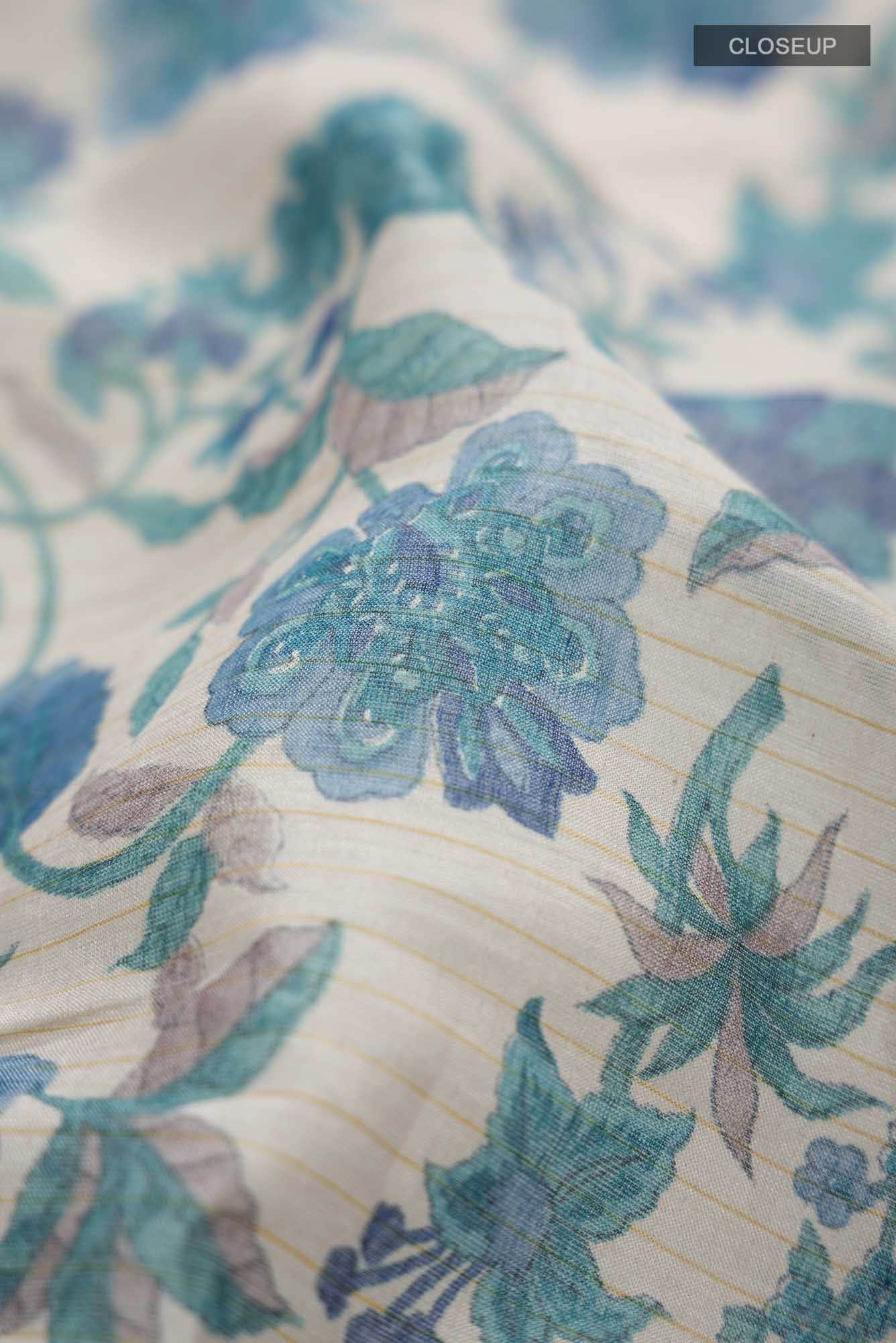 Cream Tussar Silk Saree