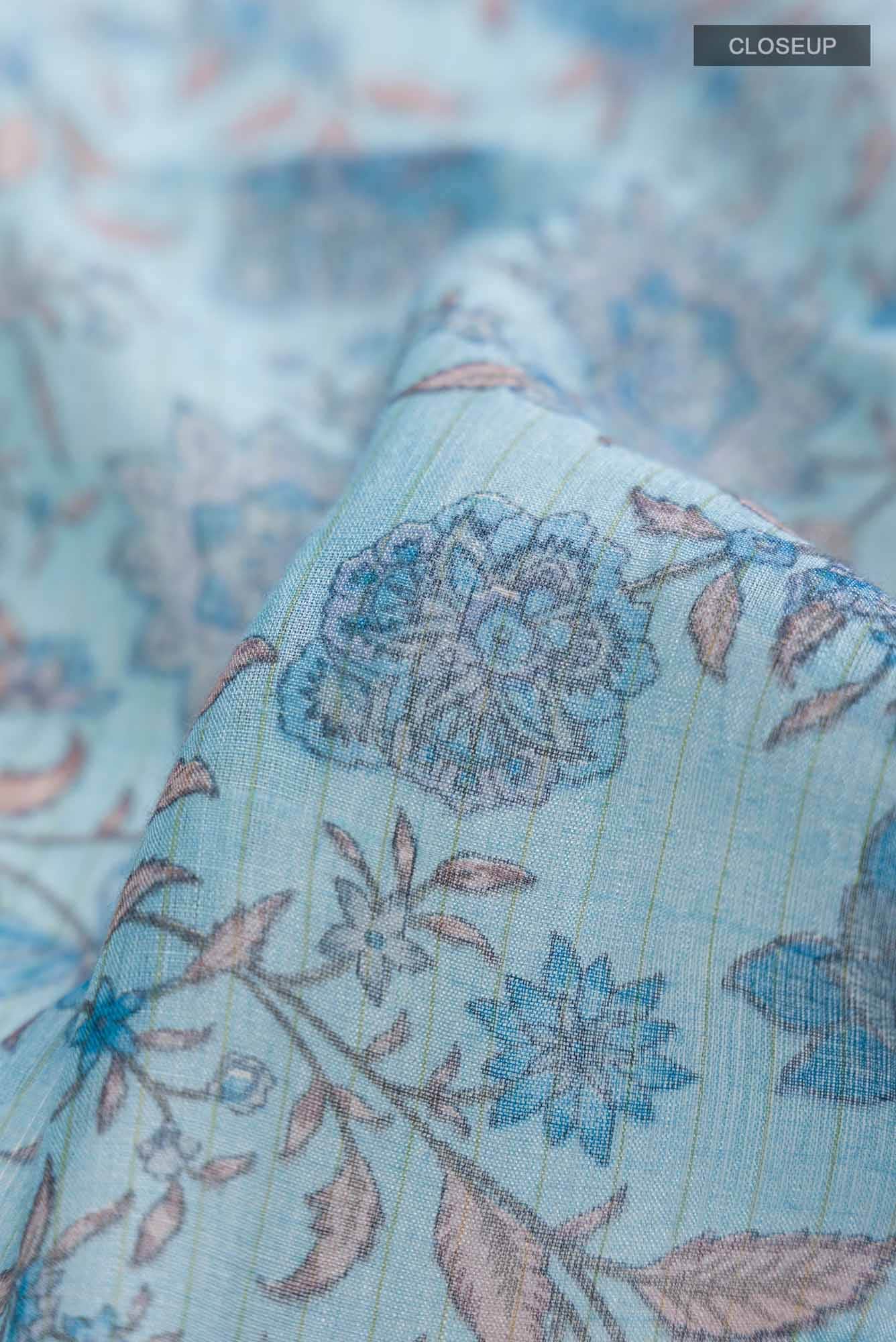 Blue Tussar Silk Saree