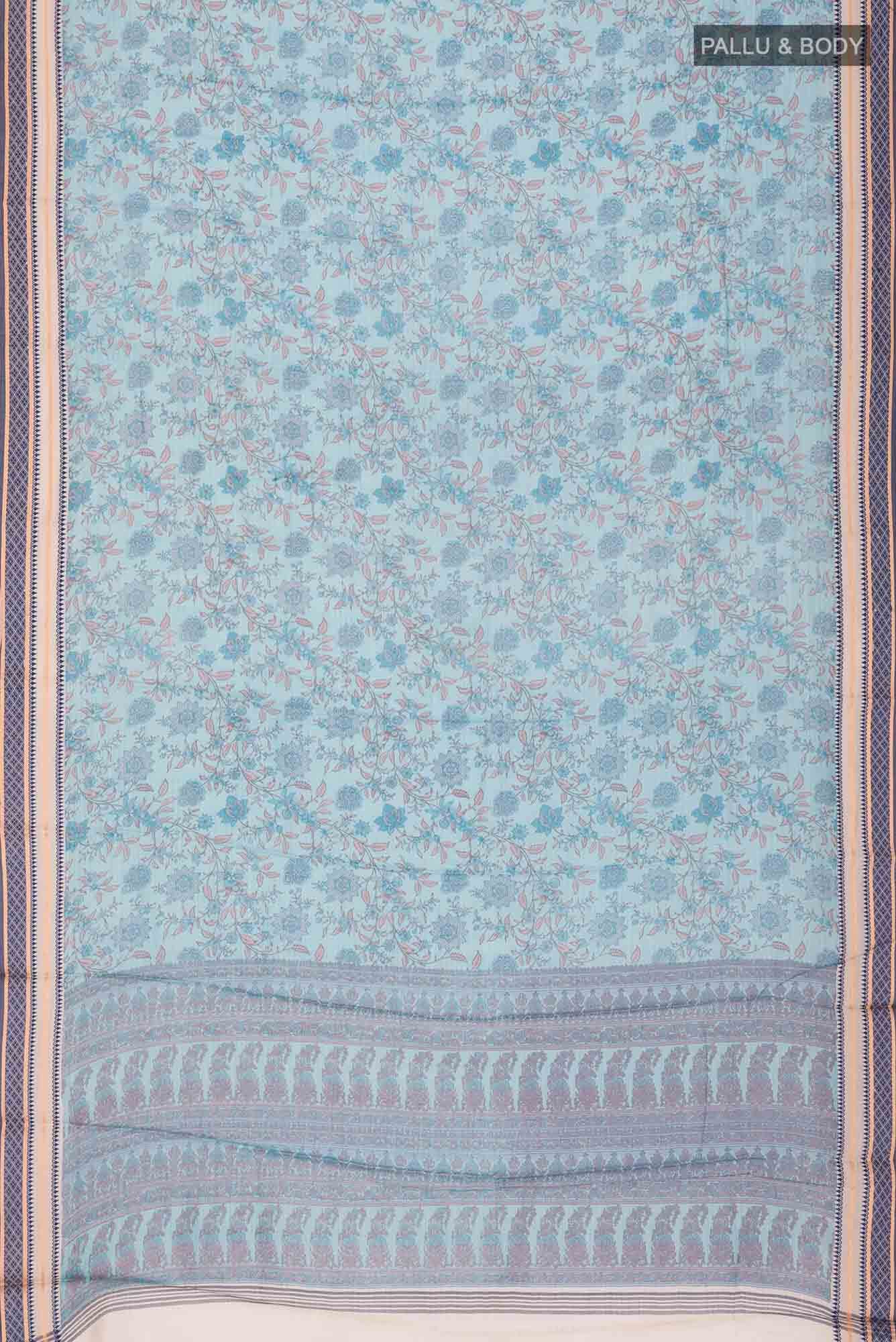 Blue Tussar Silk Saree