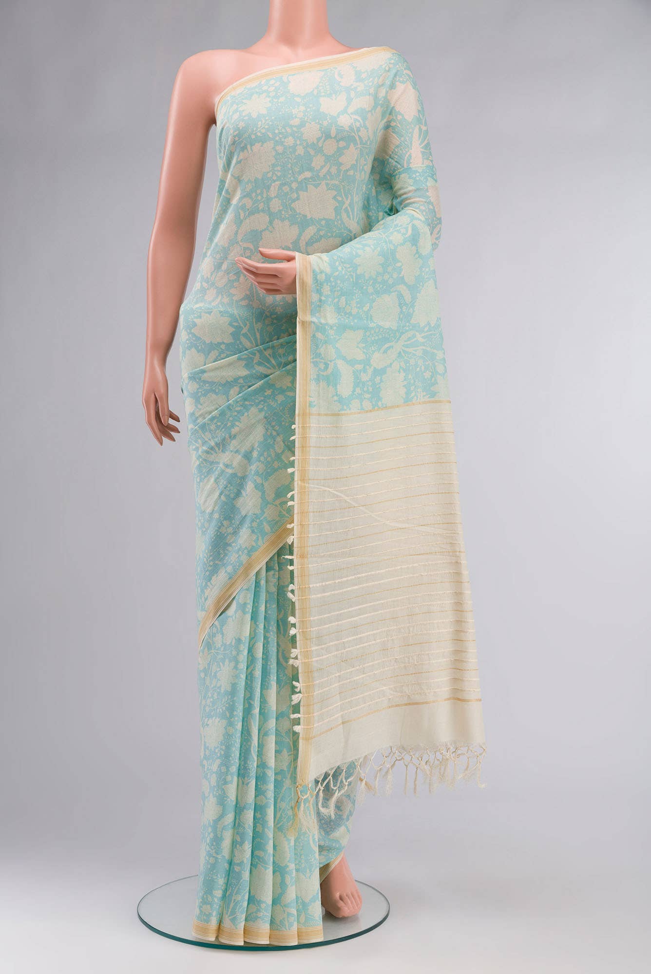 Blue Bhagalpuri Tussar Silk Saree
