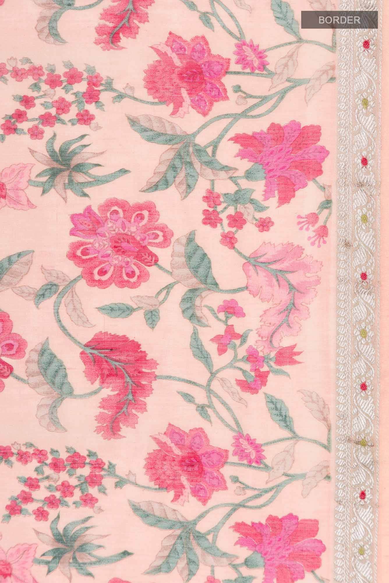 Peach Chanderi Silk Cotton Saree