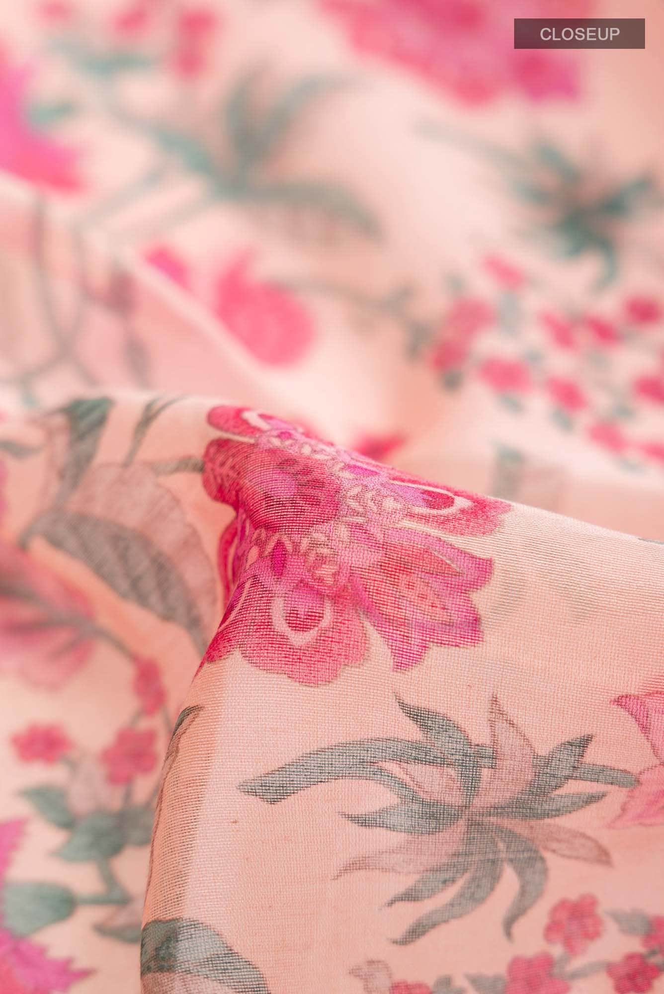 Peach Chanderi Silk Cotton Saree