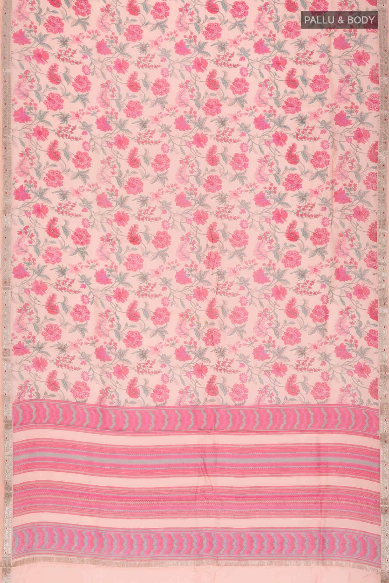 Peach Chanderi Silk Cotton Saree