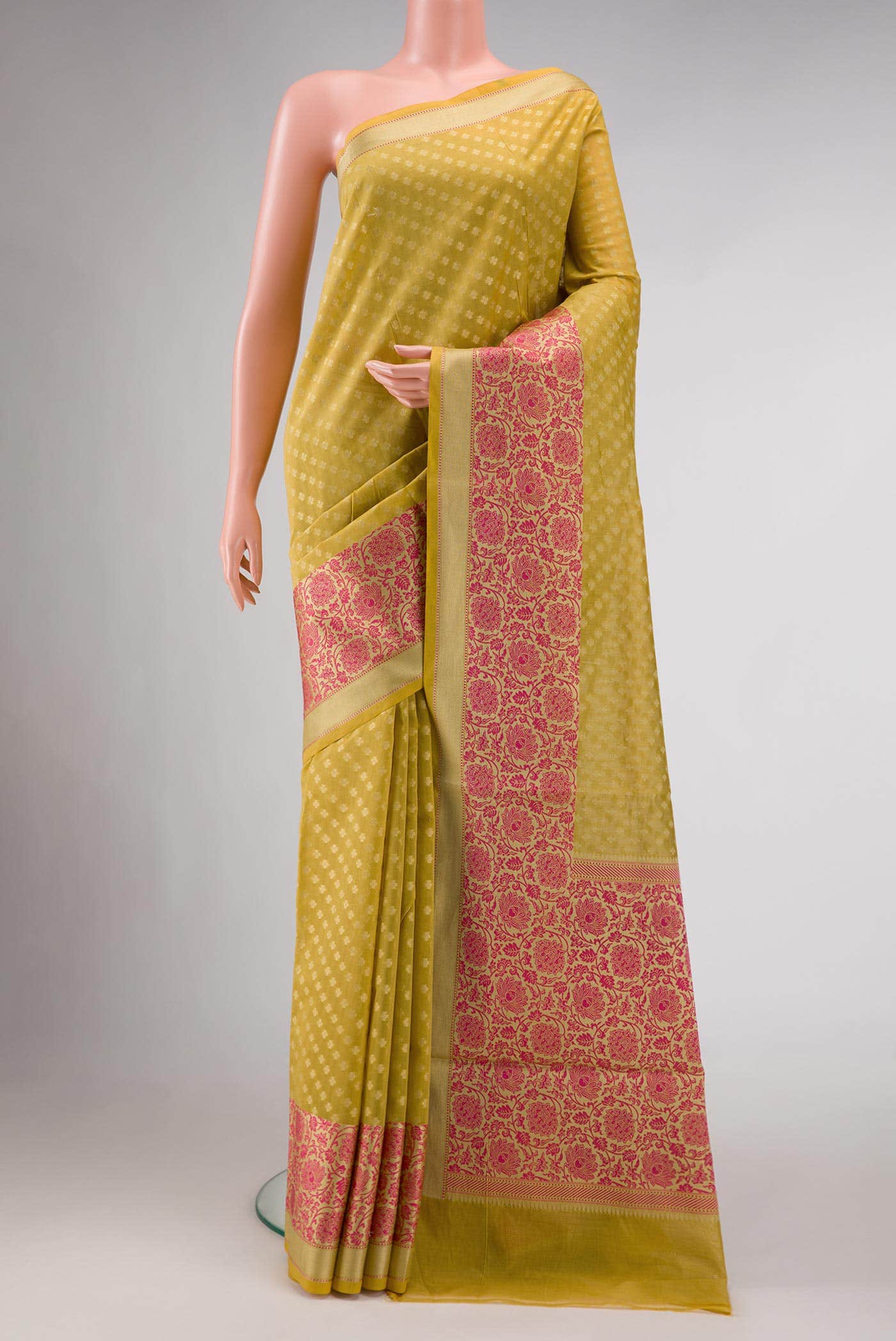 Mehandi Green Blended Chanderi Silk Saree
